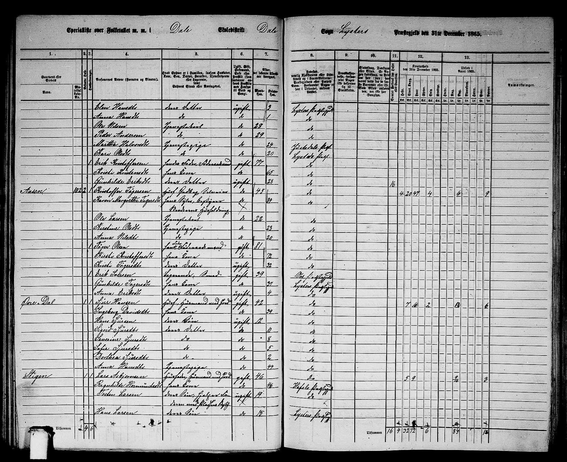 RA, 1865 census for Luster, 1865, p. 79