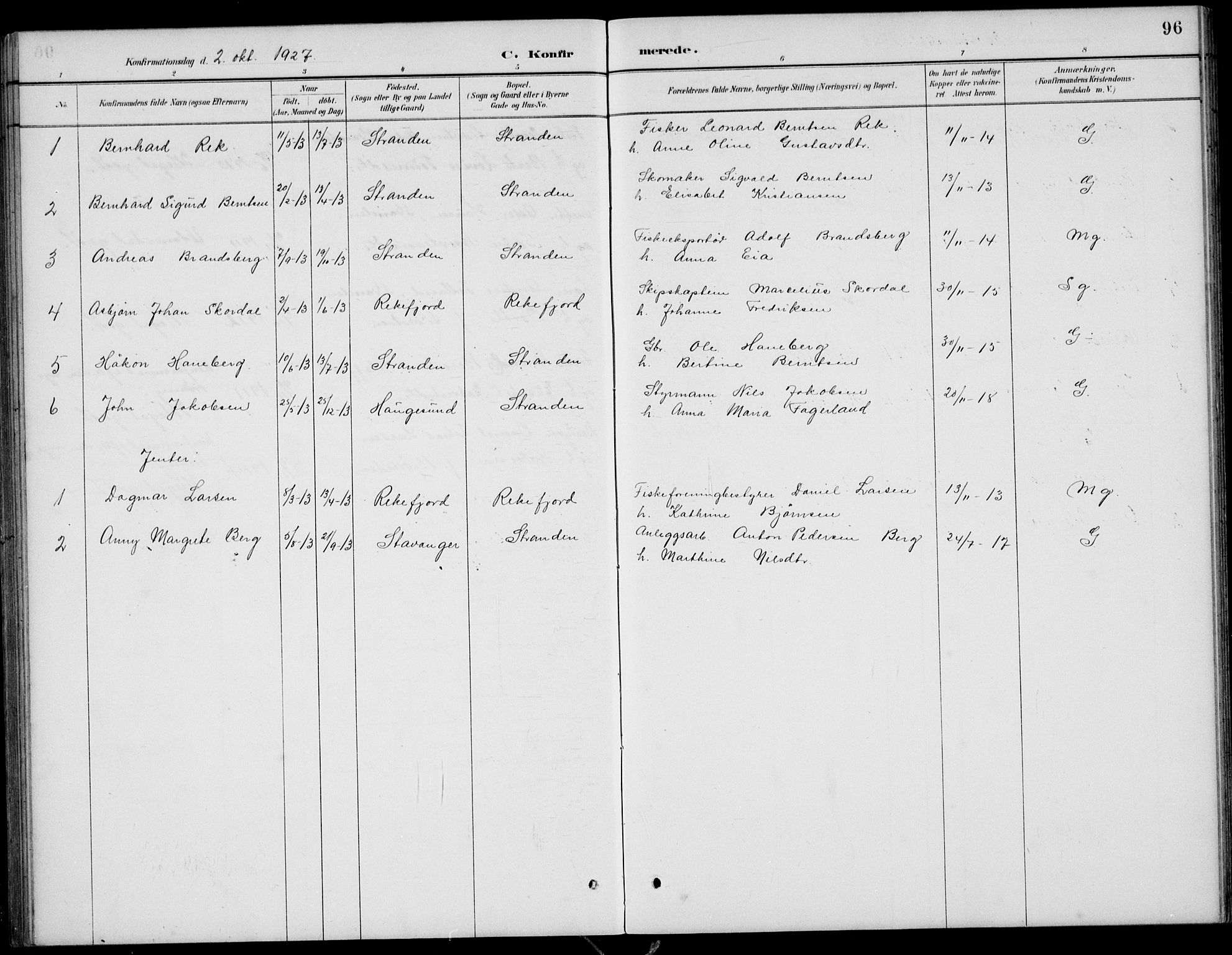 Sokndal sokneprestkontor, SAST/A-101808: Parish register (copy) no. B 5, 1887-1934, p. 96