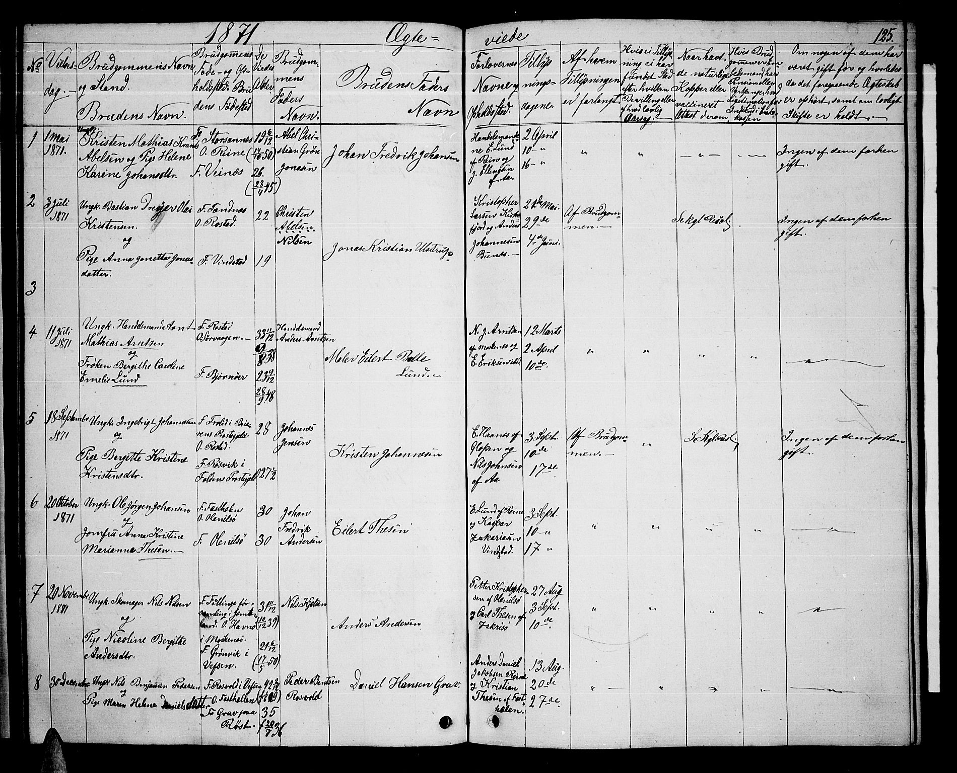 Ministerialprotokoller, klokkerbøker og fødselsregistre - Nordland, SAT/A-1459/886/L1224: Parish register (copy) no. 886C01, 1843-1873, p. 125