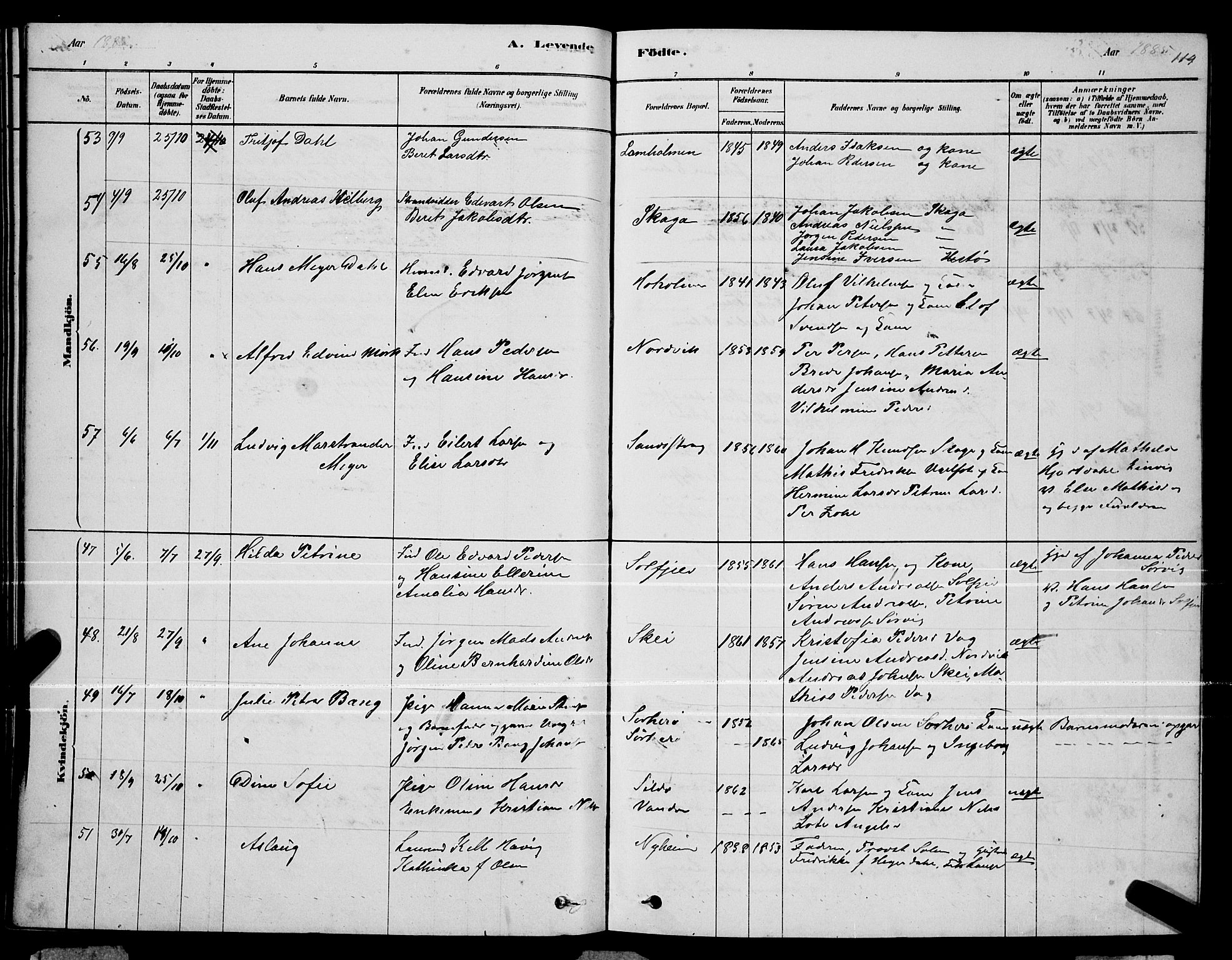 Ministerialprotokoller, klokkerbøker og fødselsregistre - Nordland, AV/SAT-A-1459/834/L0513: Parish register (copy) no. 834C04, 1877-1892, p. 119