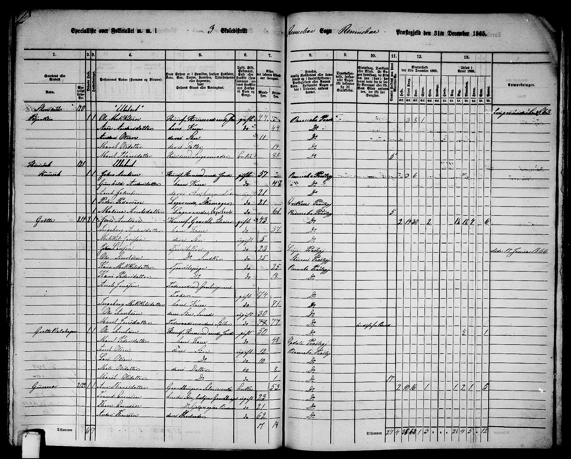 RA, 1865 census for Rennebu, 1865, p. 55