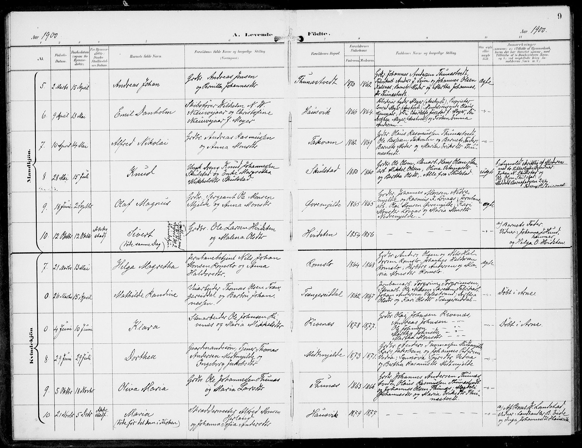 Haus sokneprestembete, SAB/A-75601/H/Haa: Parish register (official) no. B  2, 1899-1912, p. 9