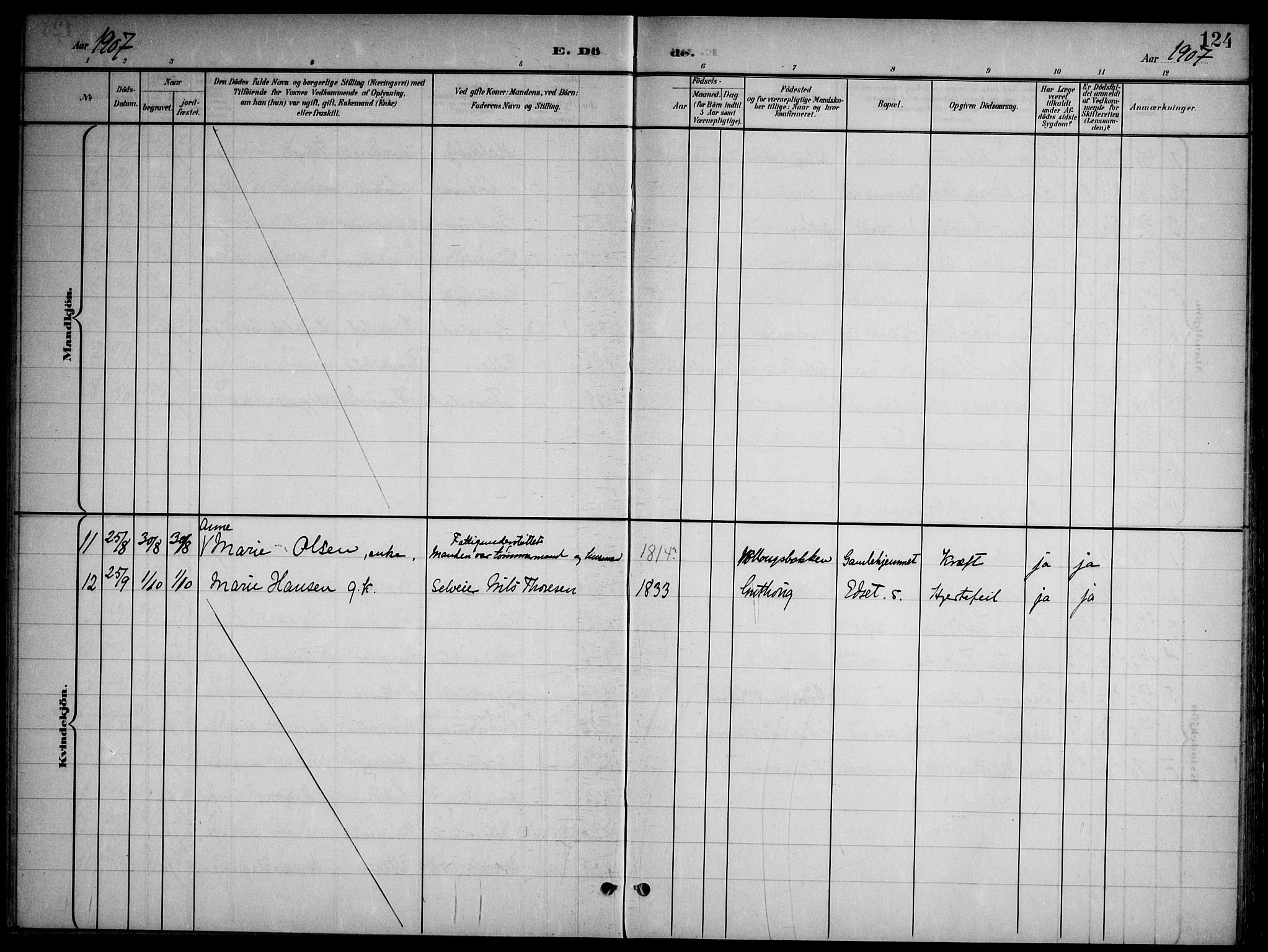 Nannestad prestekontor Kirkebøker, SAO/A-10414a/G/Gb/L0001: Parish register (copy) no. II 1, 1901-1917, p. 124