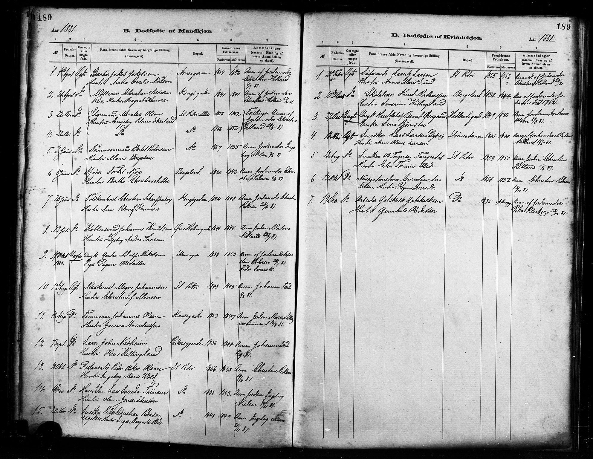 St. Petri sokneprestkontor, AV/SAST-A-101813/001/30/30BA/L0017: Parish register (official) no. A 17, 1879-1895, p. 189