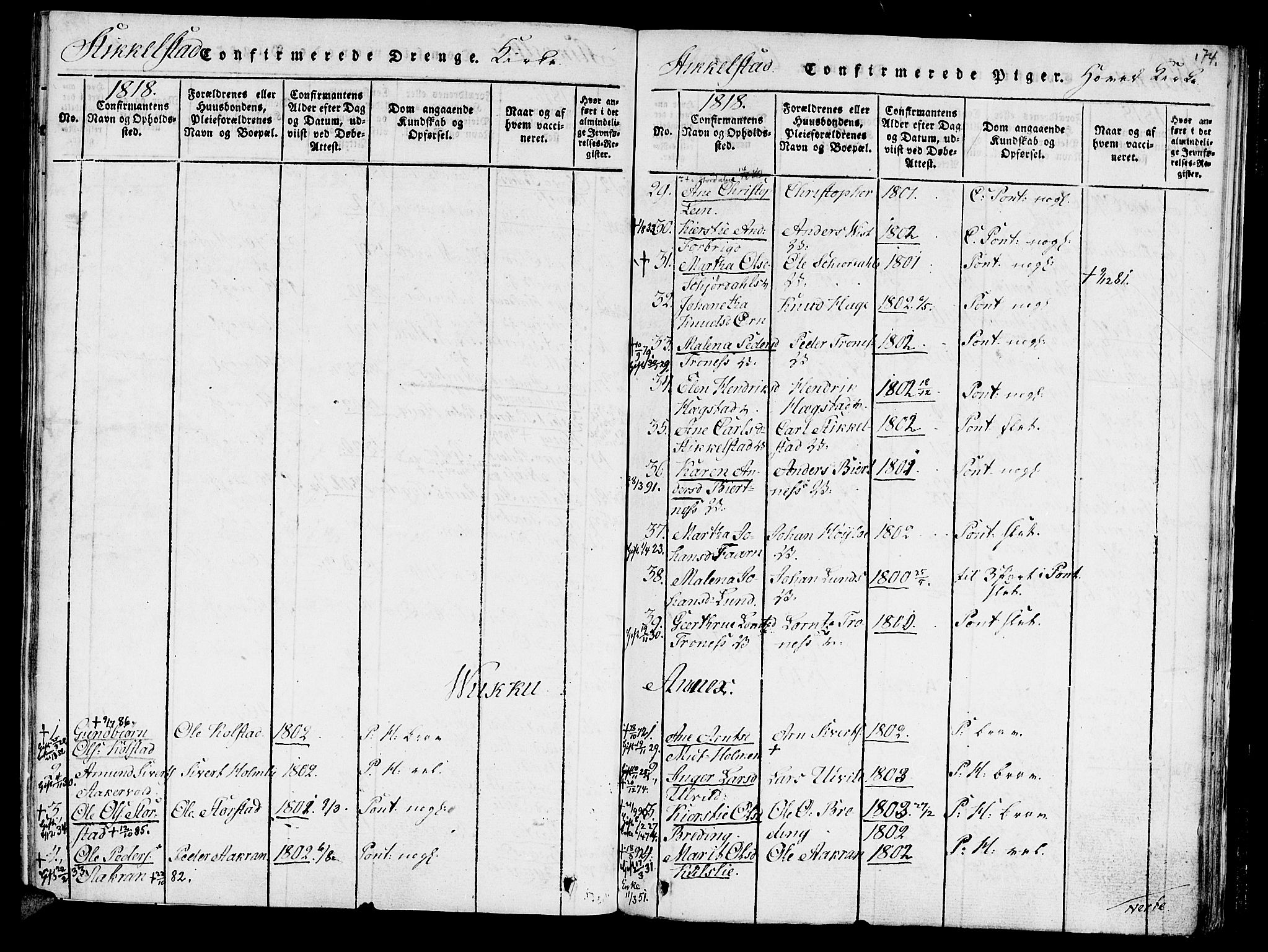 Ministerialprotokoller, klokkerbøker og fødselsregistre - Nord-Trøndelag, SAT/A-1458/723/L0234: Parish register (official) no. 723A05 /1, 1816-1840, p. 174