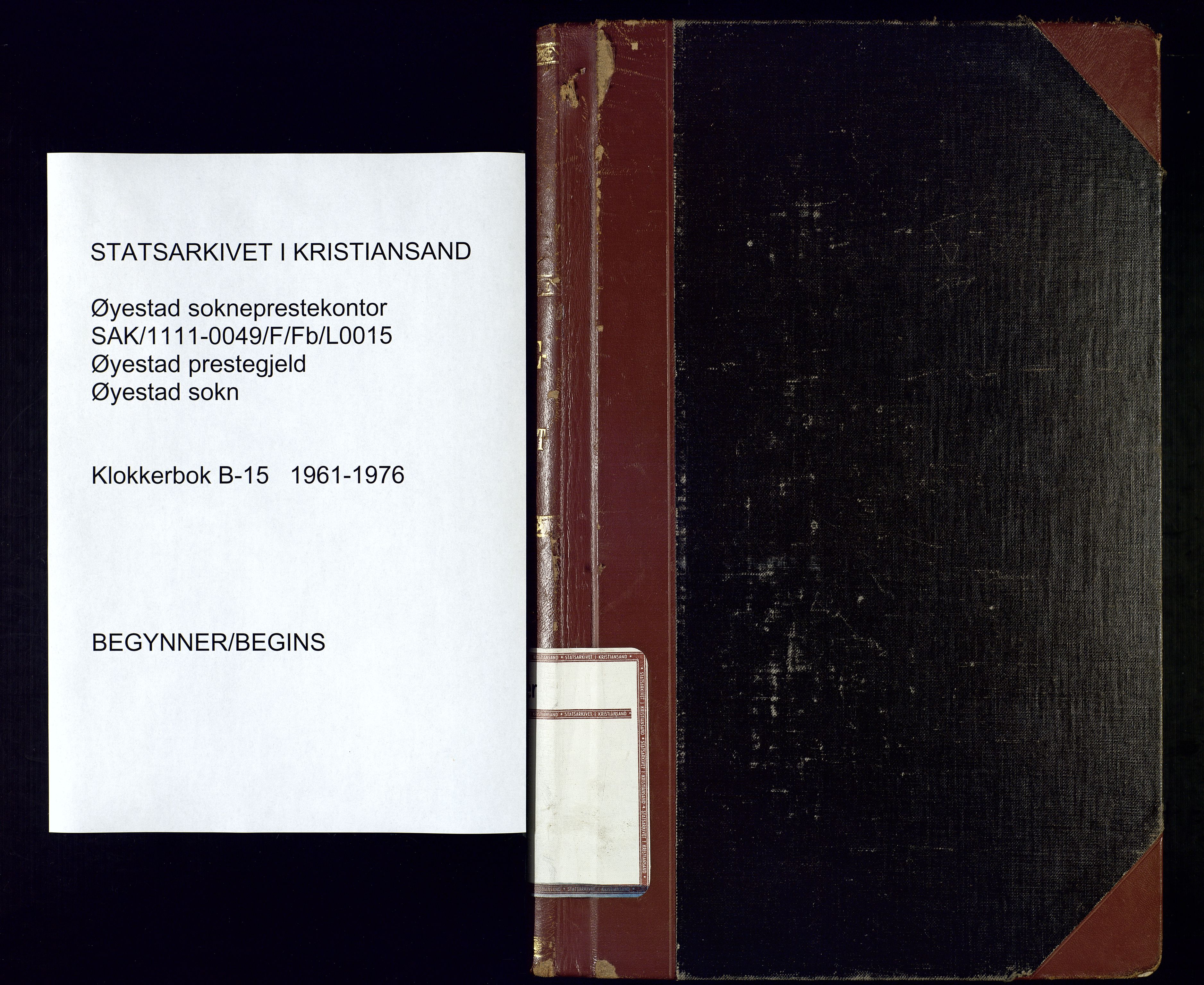 Øyestad sokneprestkontor, SAK/1111-0049/F/Fb/L0015: Parish register (copy) no. B-15, 1961-1976