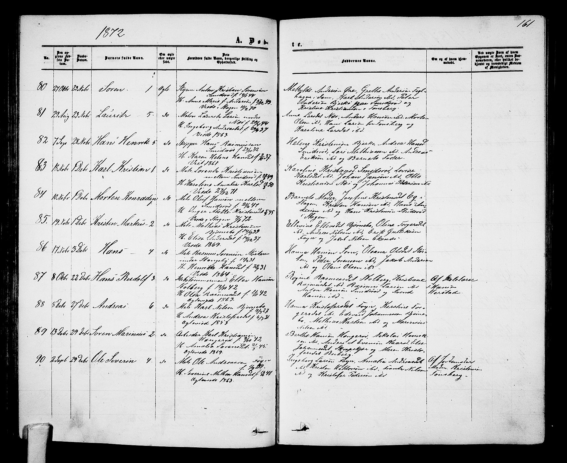 Nøtterøy kirkebøker, AV/SAKO-A-354/G/Ga/L0002: Parish register (copy) no. I 2, 1860-1877, p. 161