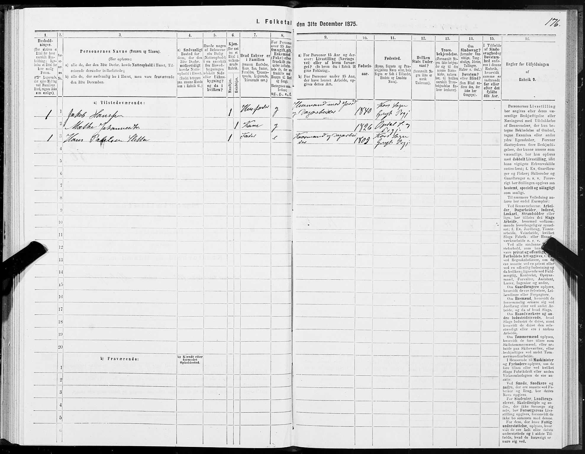 SAT, 1875 census for 1539P Grytten, 1875, p. 2176