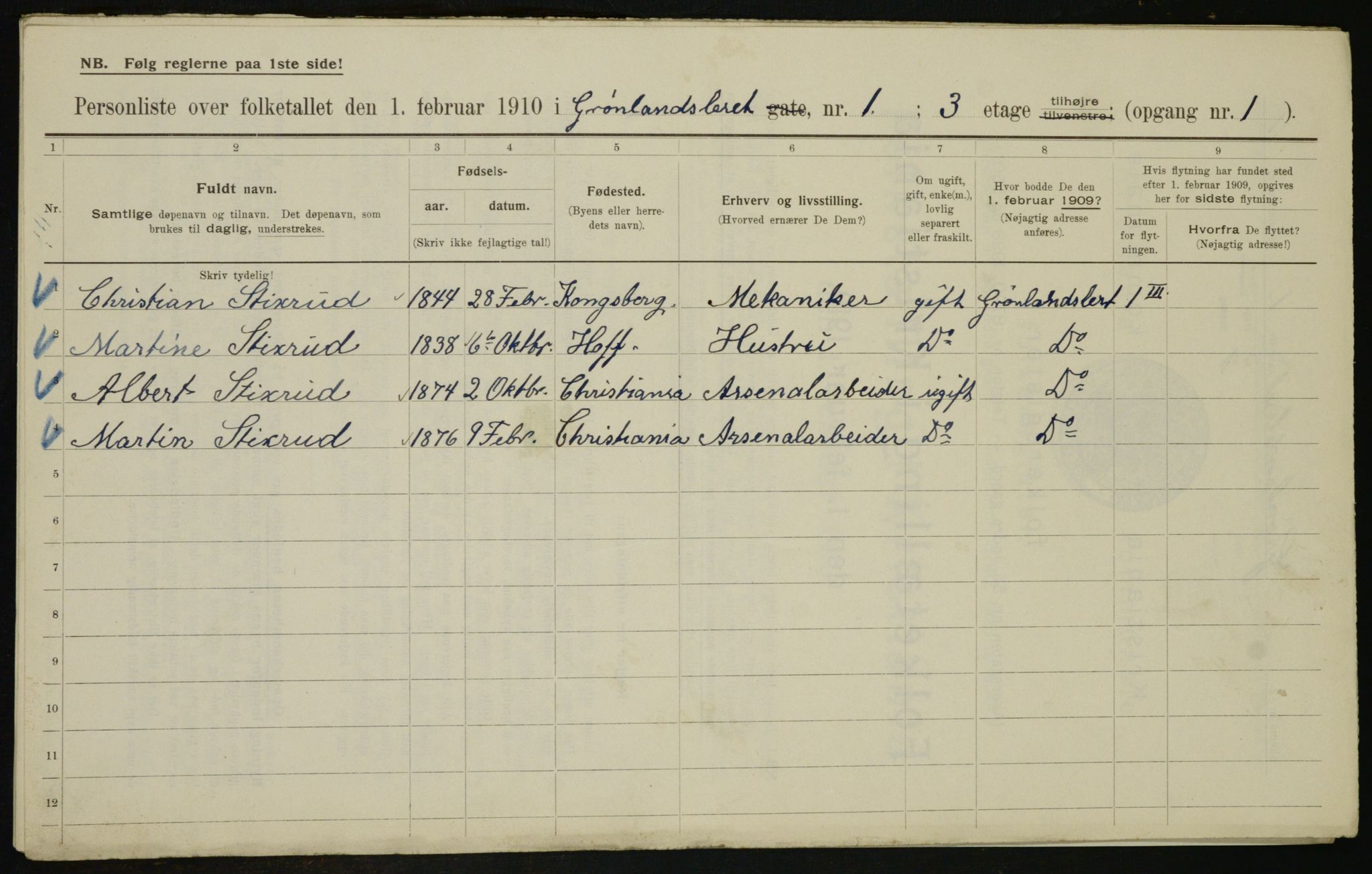 OBA, Municipal Census 1910 for Kristiania, 1910, p. 30248