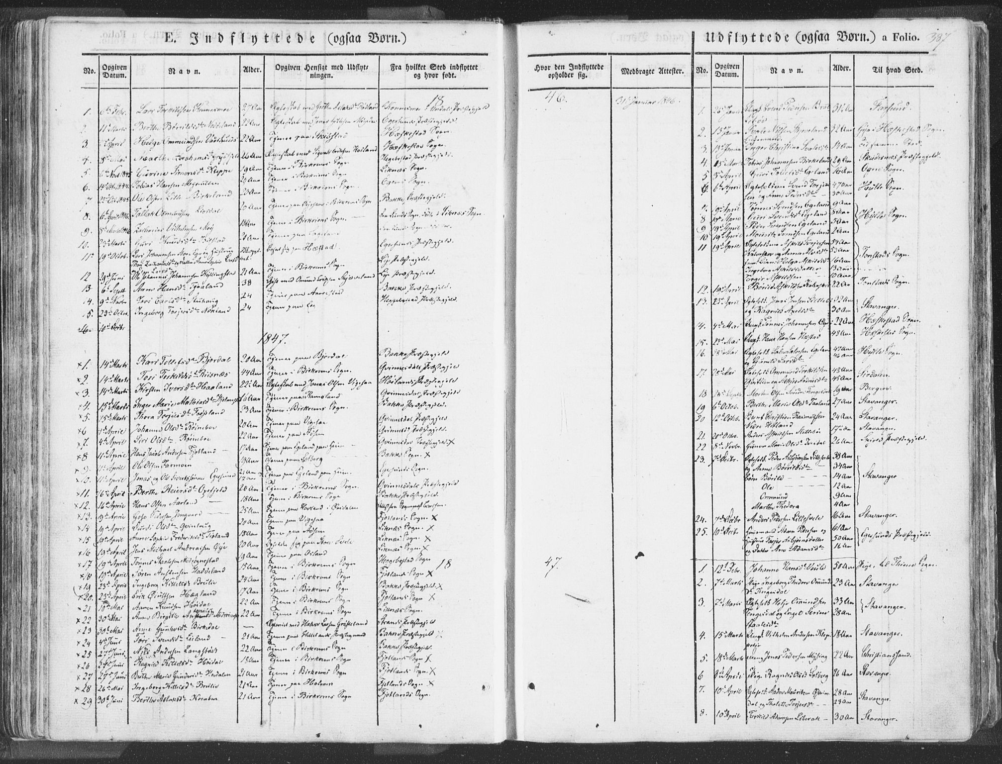 Helleland sokneprestkontor, SAST/A-101810: Parish register (official) no. A 6.2, 1834-1863, p. 387