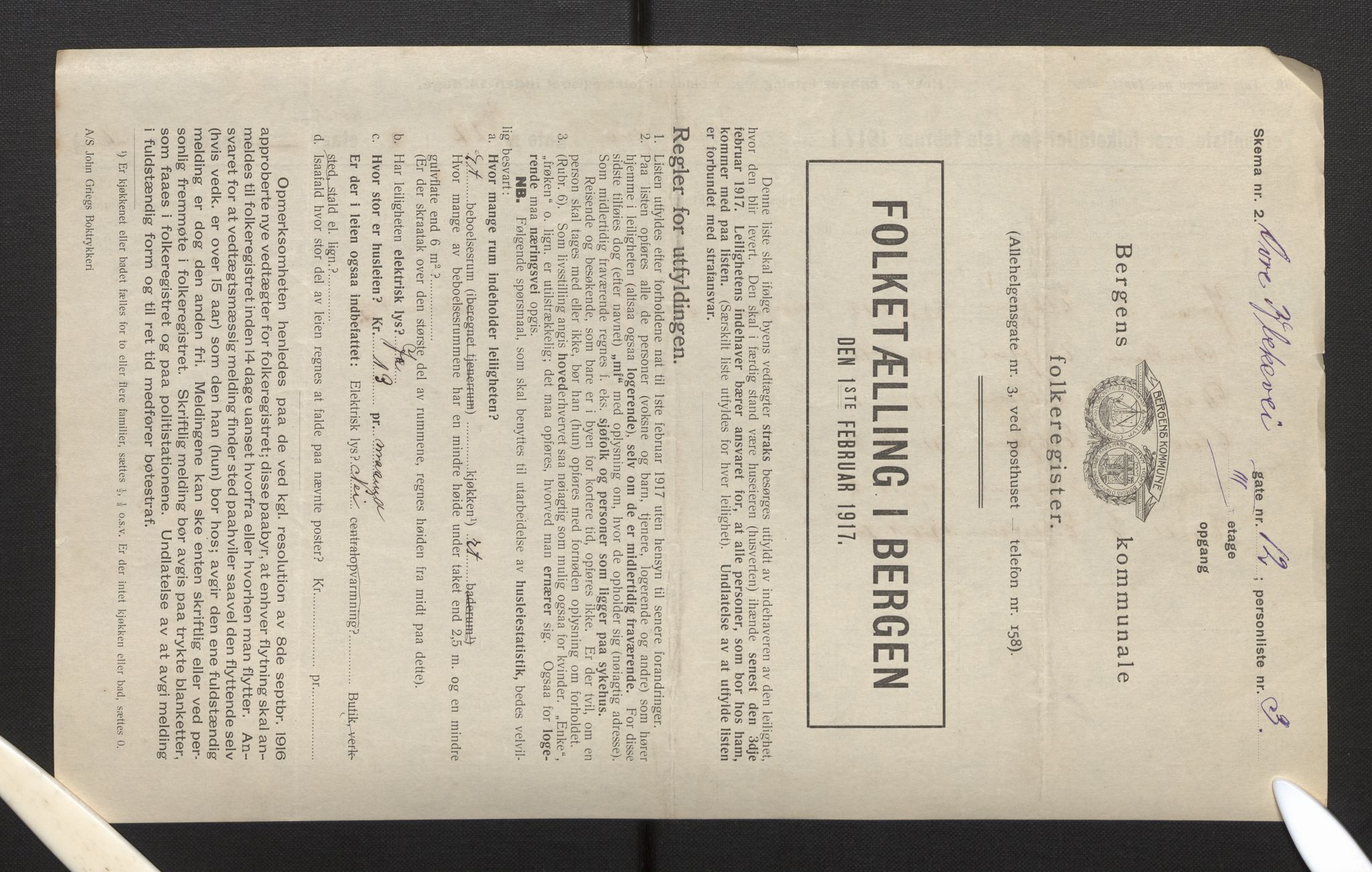 SAB, Municipal Census 1917 for Bergen, 1917, p. 3202