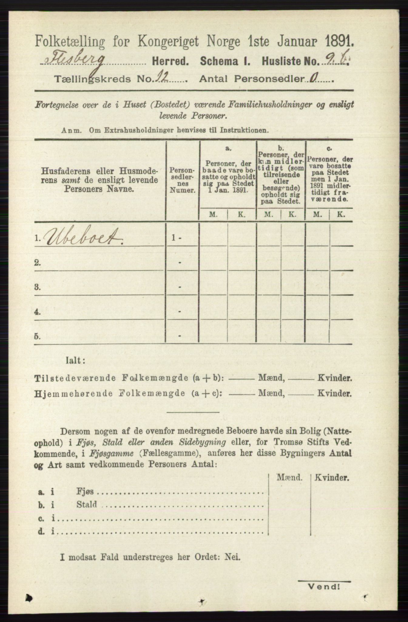 RA, 1891 census for 0631 Flesberg, 1891, p. 2078
