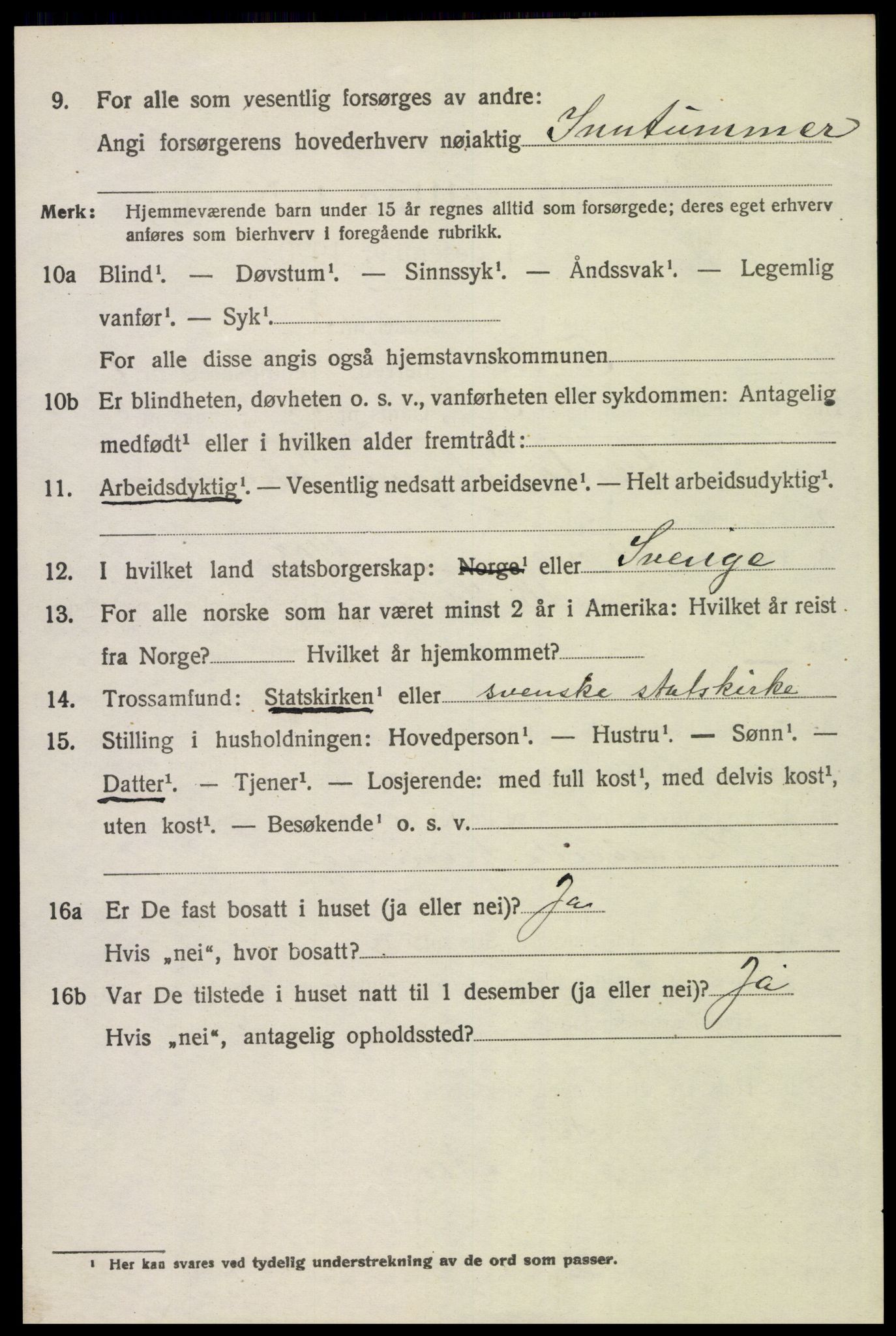 SAH, 1920 census for Trysil, 1920, p. 2562