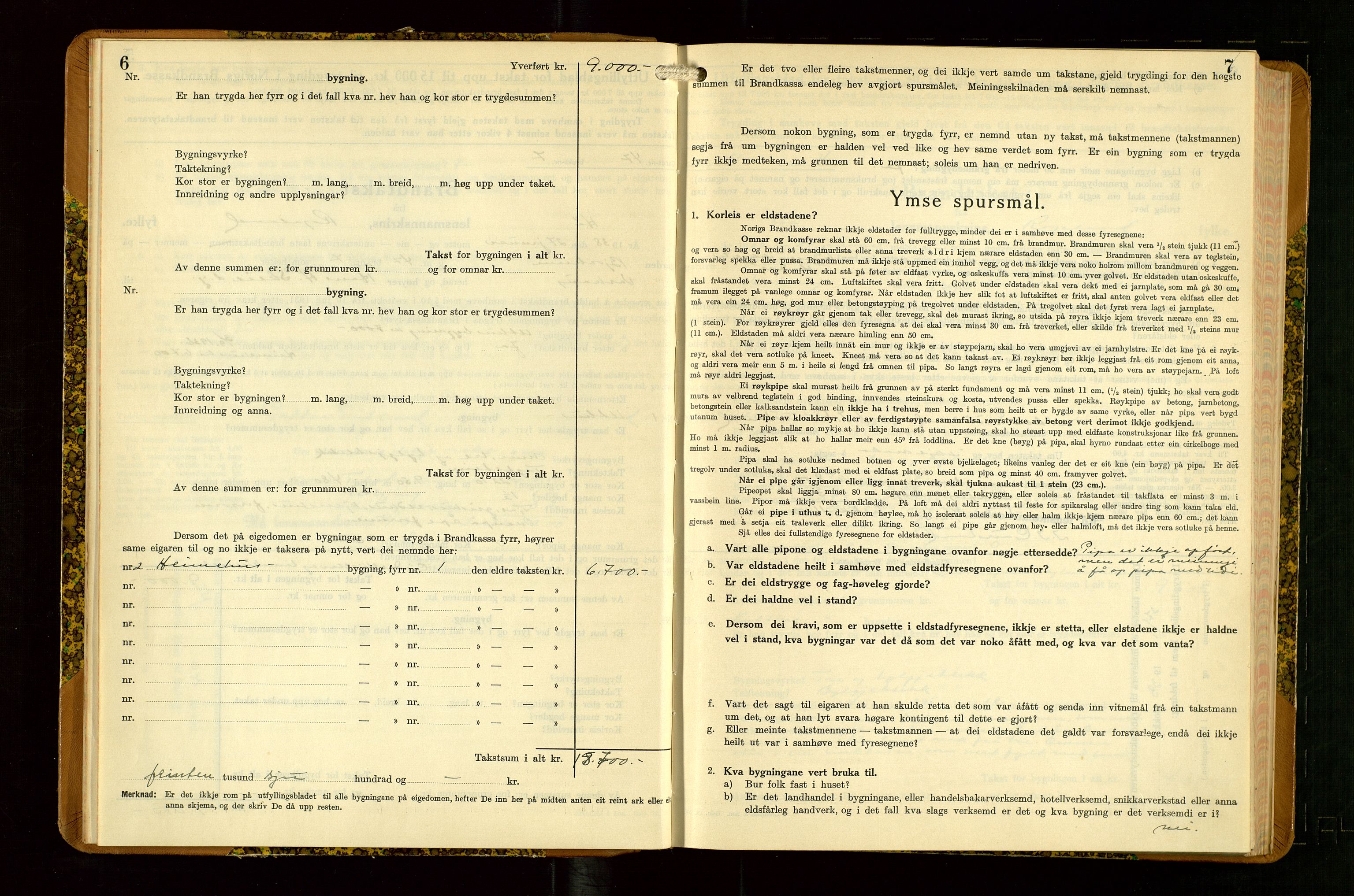 Hå lensmannskontor, SAST/A-100456/Goa/L0007: Takstprotokoll (skjema), 1938-1949, p. 6-7