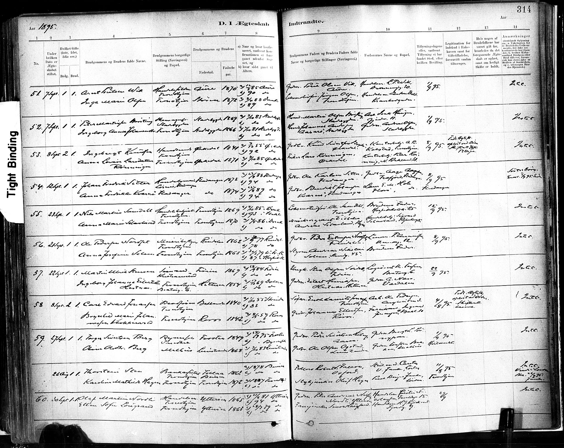 Ministerialprotokoller, klokkerbøker og fødselsregistre - Sør-Trøndelag, AV/SAT-A-1456/602/L0119: Parish register (official) no. 602A17, 1880-1901, p. 314