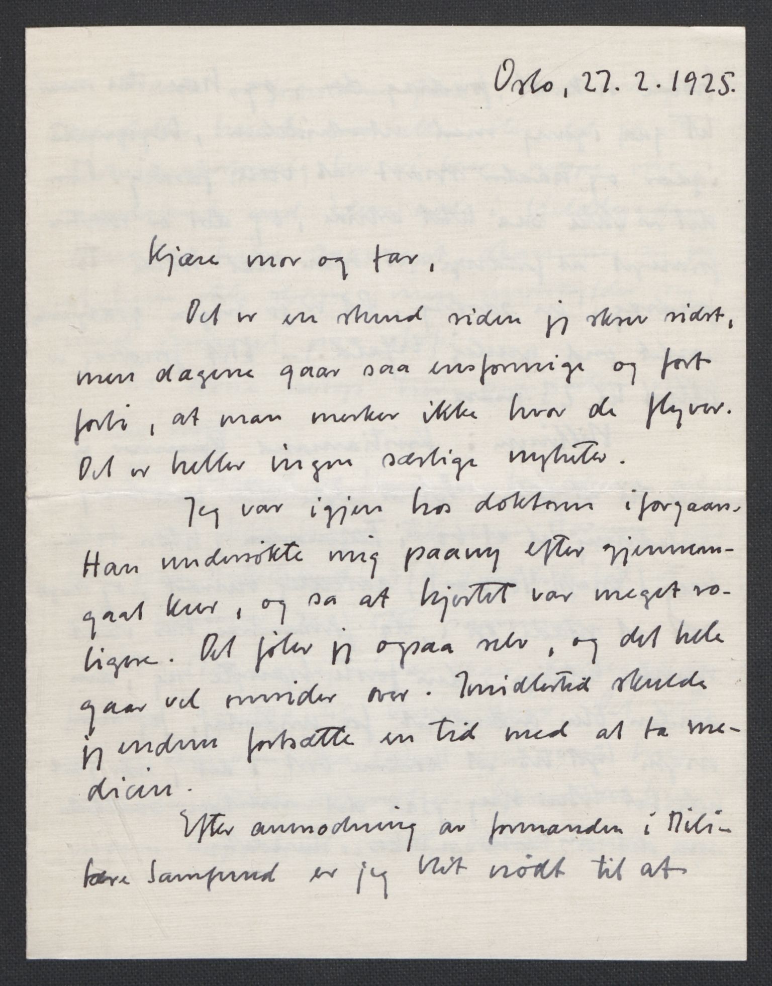 Quisling, Vidkun, AV/RA-PA-0750/K/L0001: Brev til og fra Vidkun Quisling samt til og fra andre medlemmer av familien Quisling, samt Vidkun Quislings karakterbøker, 1894-1929, p. 160