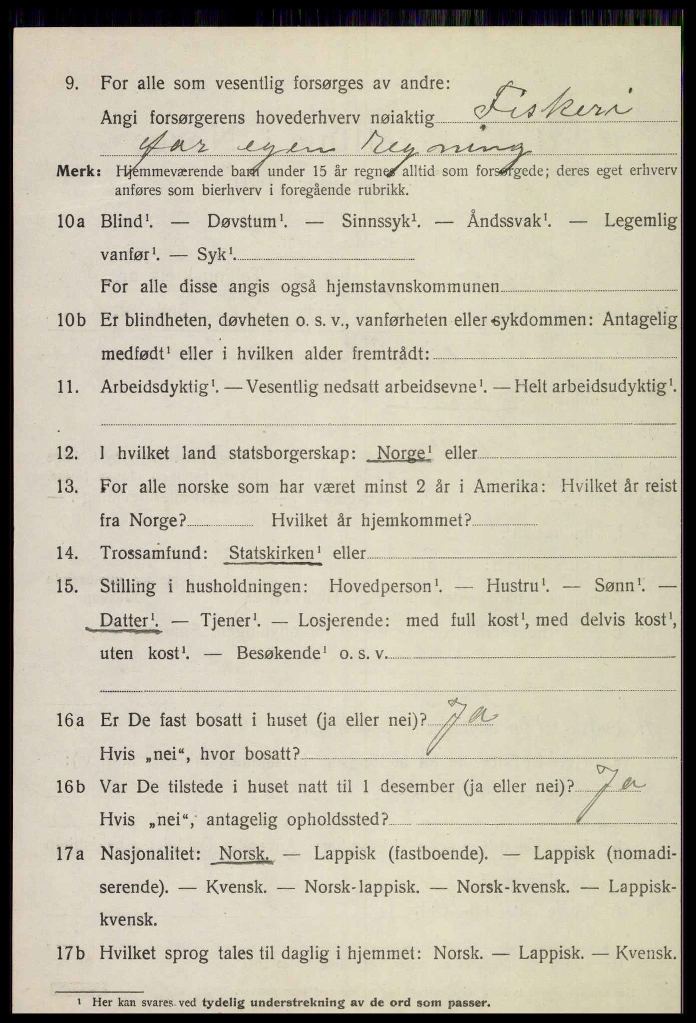 SAT, 1920 census for Vikna, 1920, p. 6004