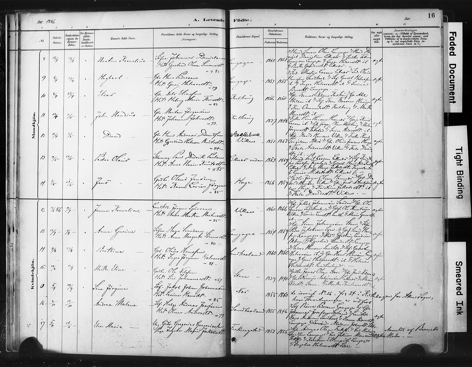 Skudenes sokneprestkontor, AV/SAST-A -101849/H/Ha/Haa/L0010: Parish register (official) no. A 7, 1882-1912, p. 16