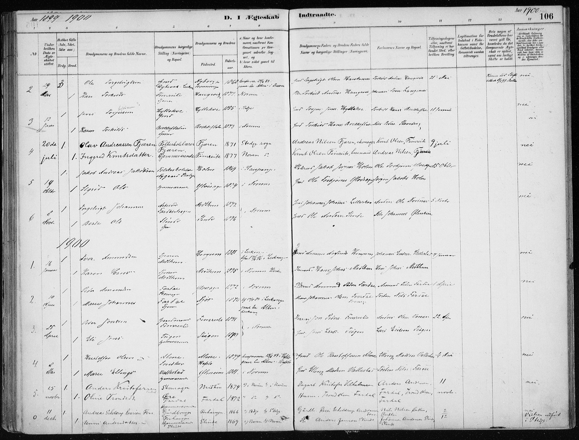 Sogndal sokneprestembete, SAB/A-81301/H/Haa/Haac/L0001: Parish register (official) no. C 1, 1878-1907, p. 106