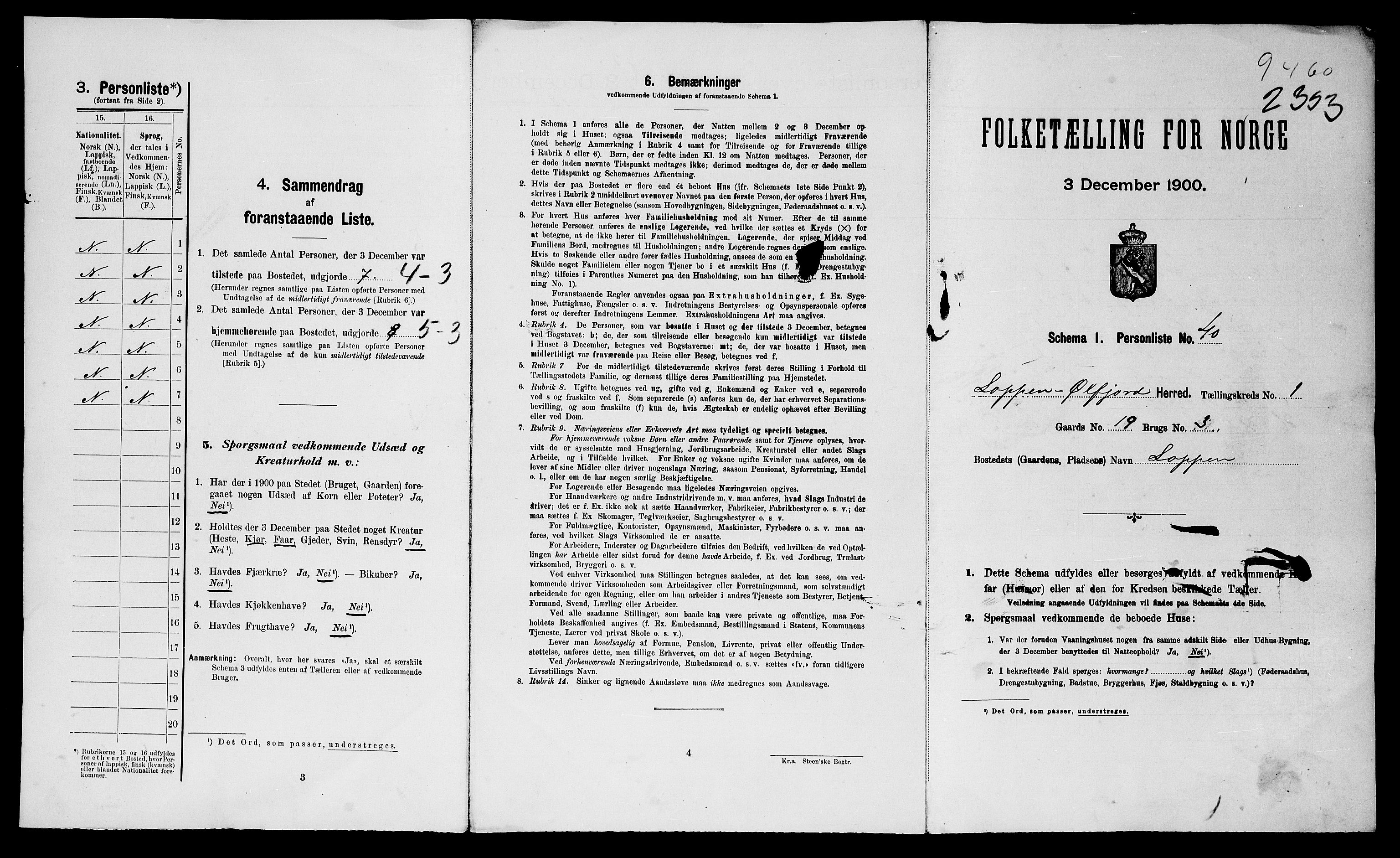 SATØ, 1900 census for Loppa, 1900, p. 18