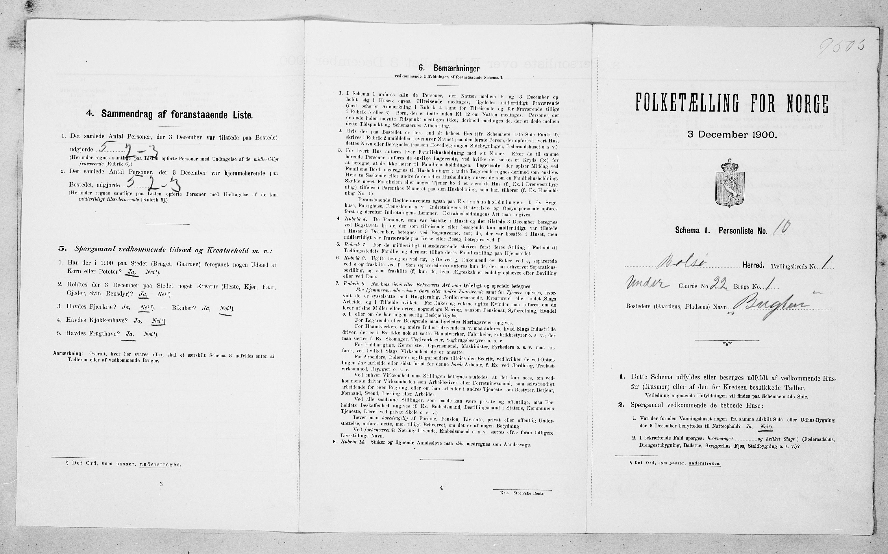 SAT, 1900 census for Bolsøy, 1900, p. 108