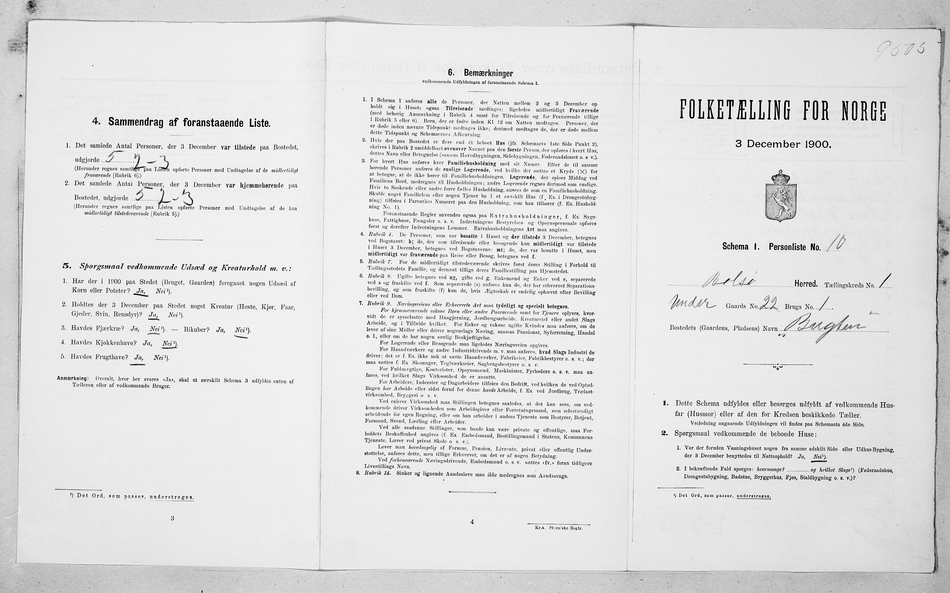 SAT, 1900 census for Bolsøy, 1900, p. 108