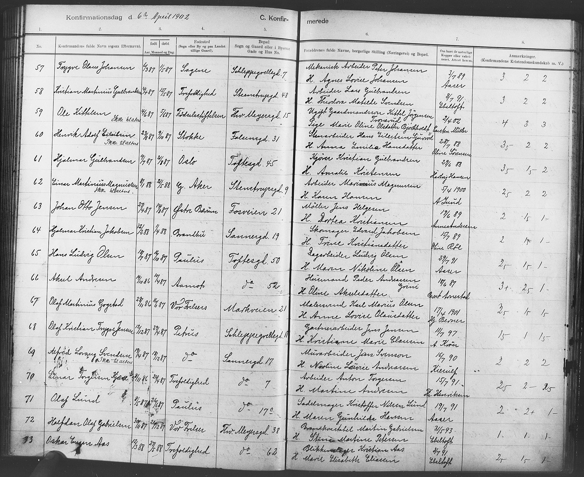 Paulus prestekontor Kirkebøker, AV/SAO-A-10871/F/Fa/L0007: Parish register (official) no. 7, 1897-1915