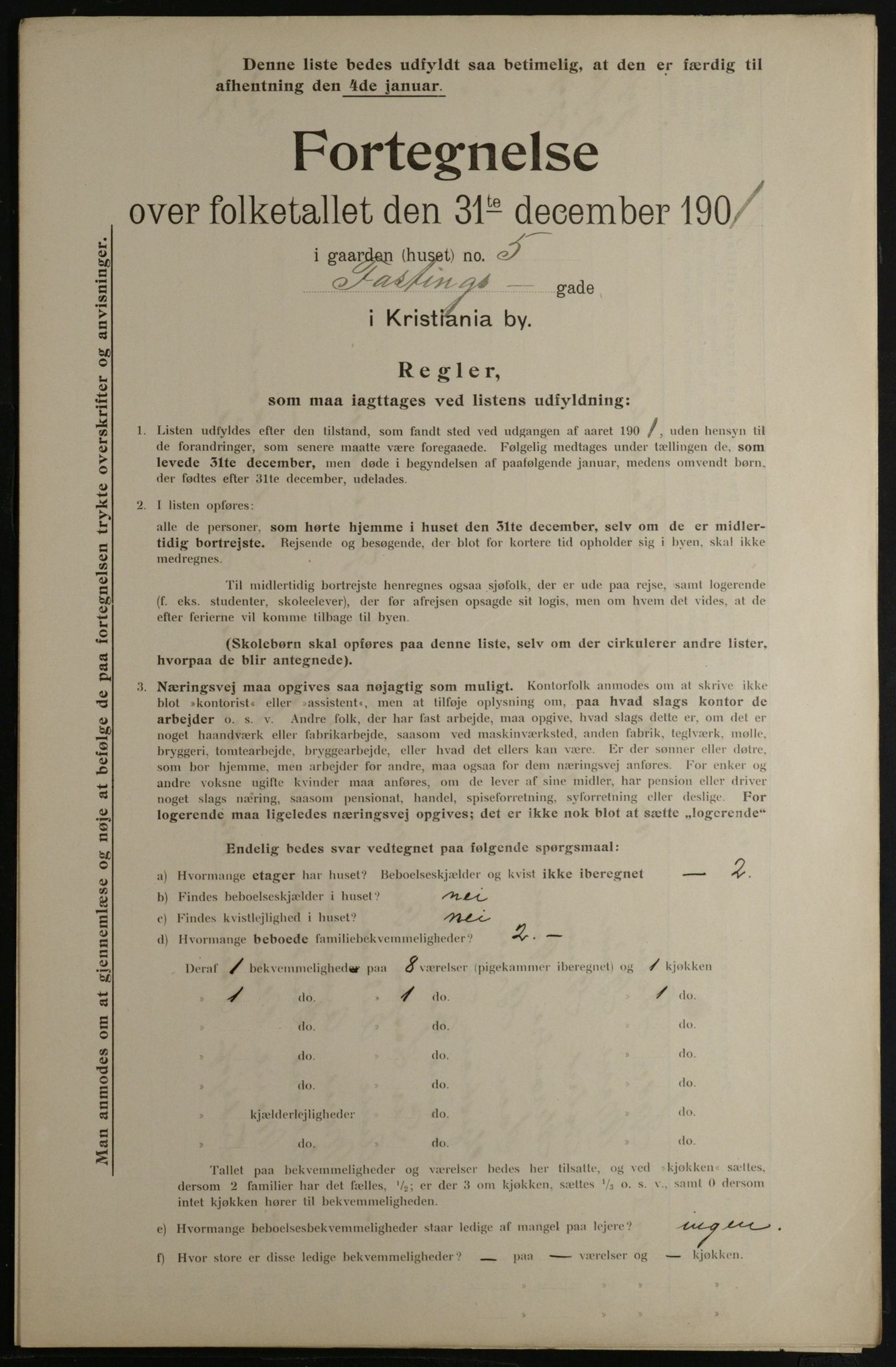 OBA, Municipal Census 1901 for Kristiania, 1901, p. 3825