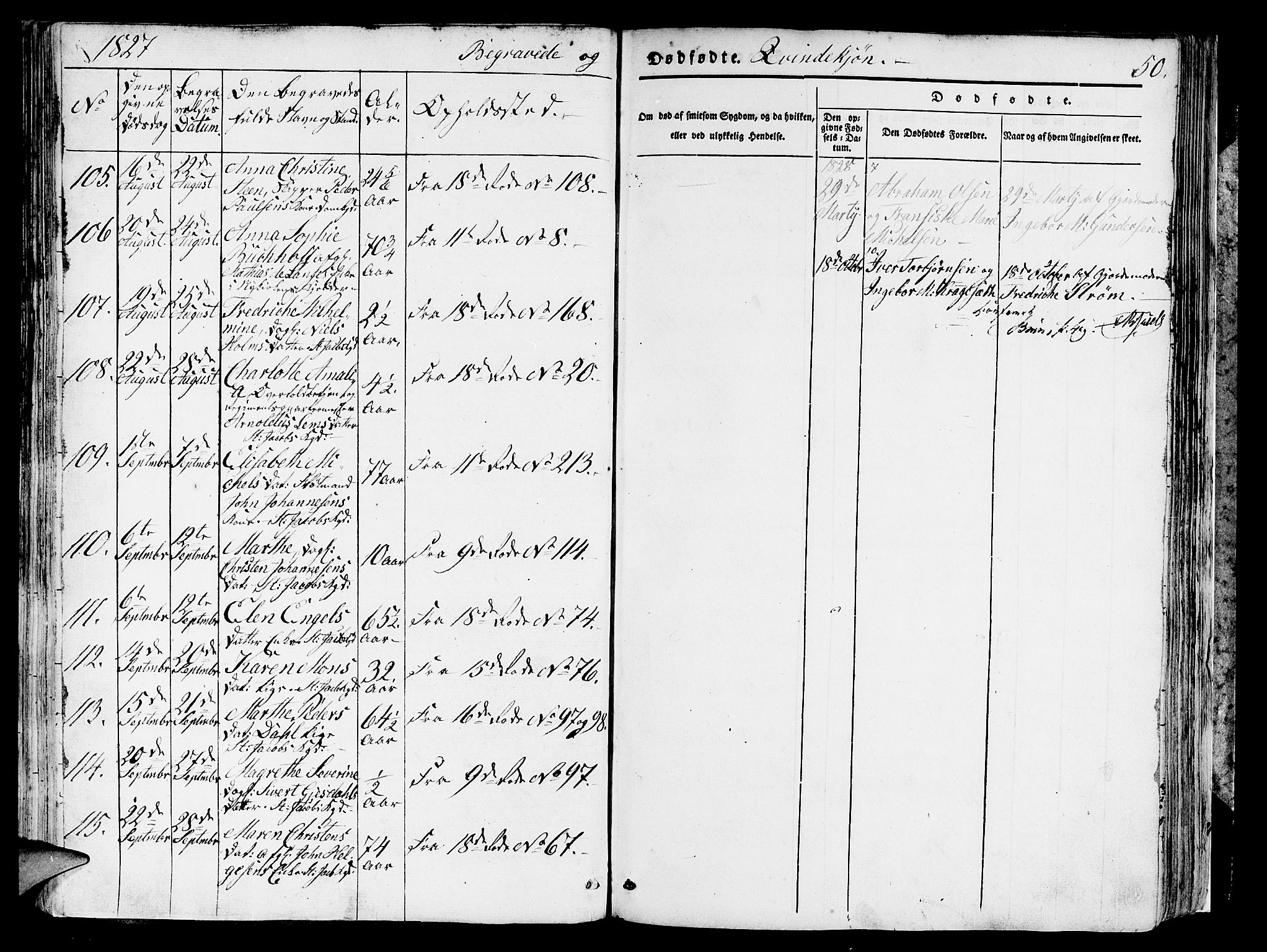 Domkirken sokneprestembete, SAB/A-74801/H/Hab/L0006: Parish register (copy) no. A 6, 1827-1834, p. 50