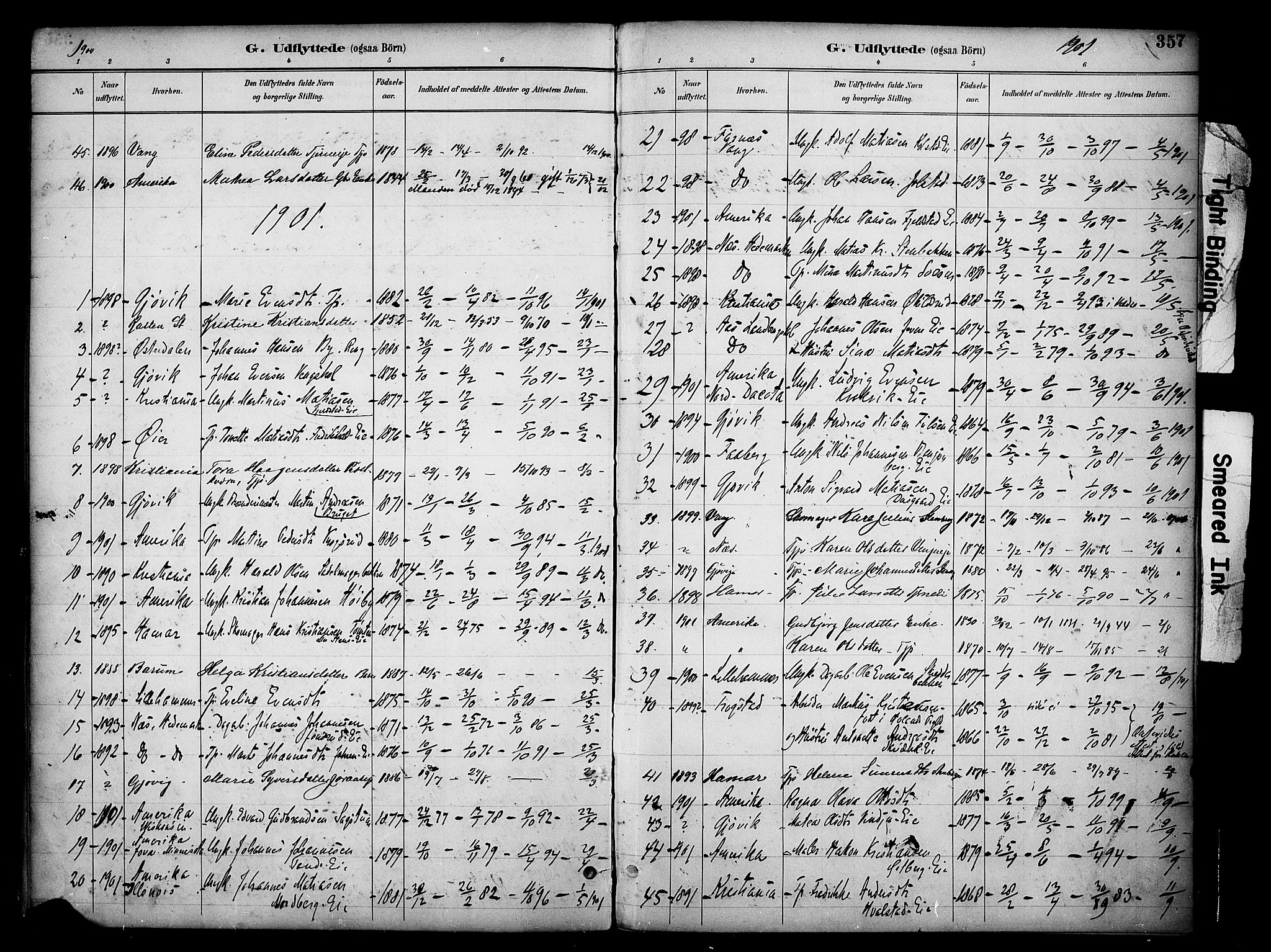 Ringsaker prestekontor, SAH/PREST-014/K/Ka/L0017: Parish register (official) no. 17, 1891-1902, p. 357