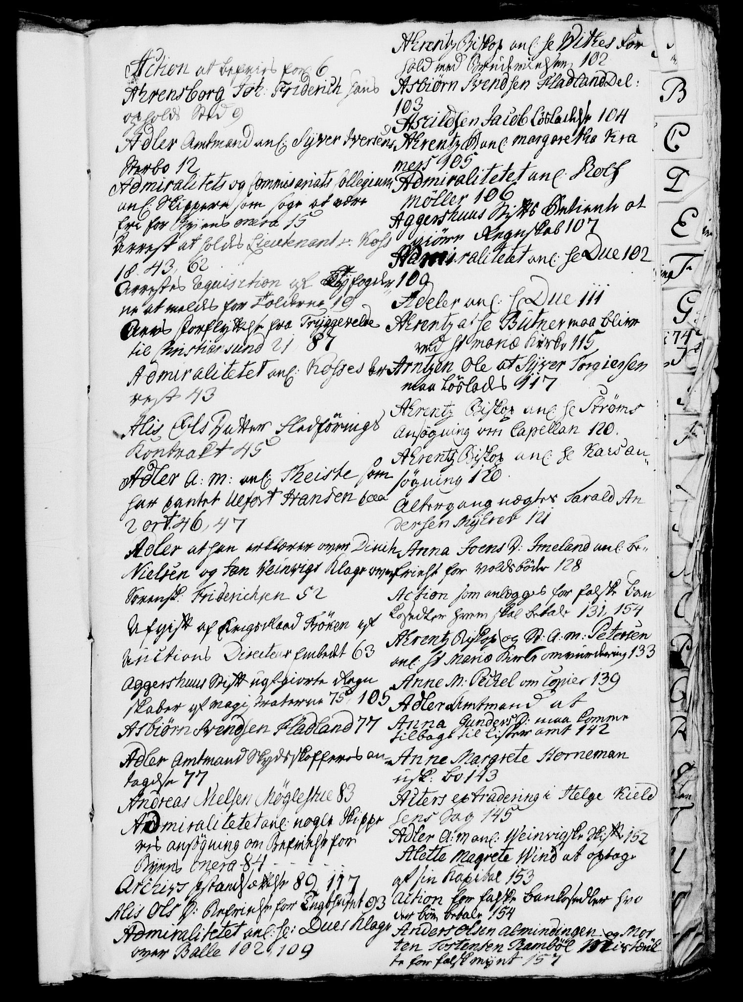 Danske Kanselli 1572-1799, RA/EA-3023/G/Gb/L0001: Alfabetisk register til 3. departements utgående brev, 1771-1772