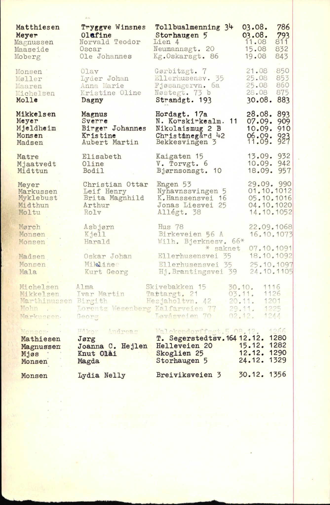 Byfogd og Byskriver i Bergen, SAB/A-3401/06/06Nb/L0010: Register til dødsfalljournaler, 1973-1975, p. 65