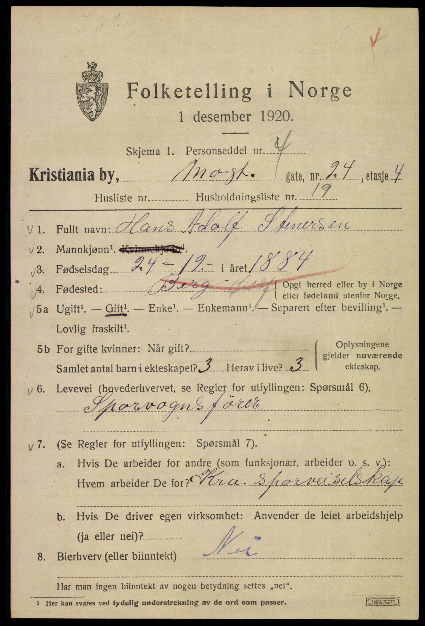 SAO, 1920 census for Kristiania, 1920, p. 396253