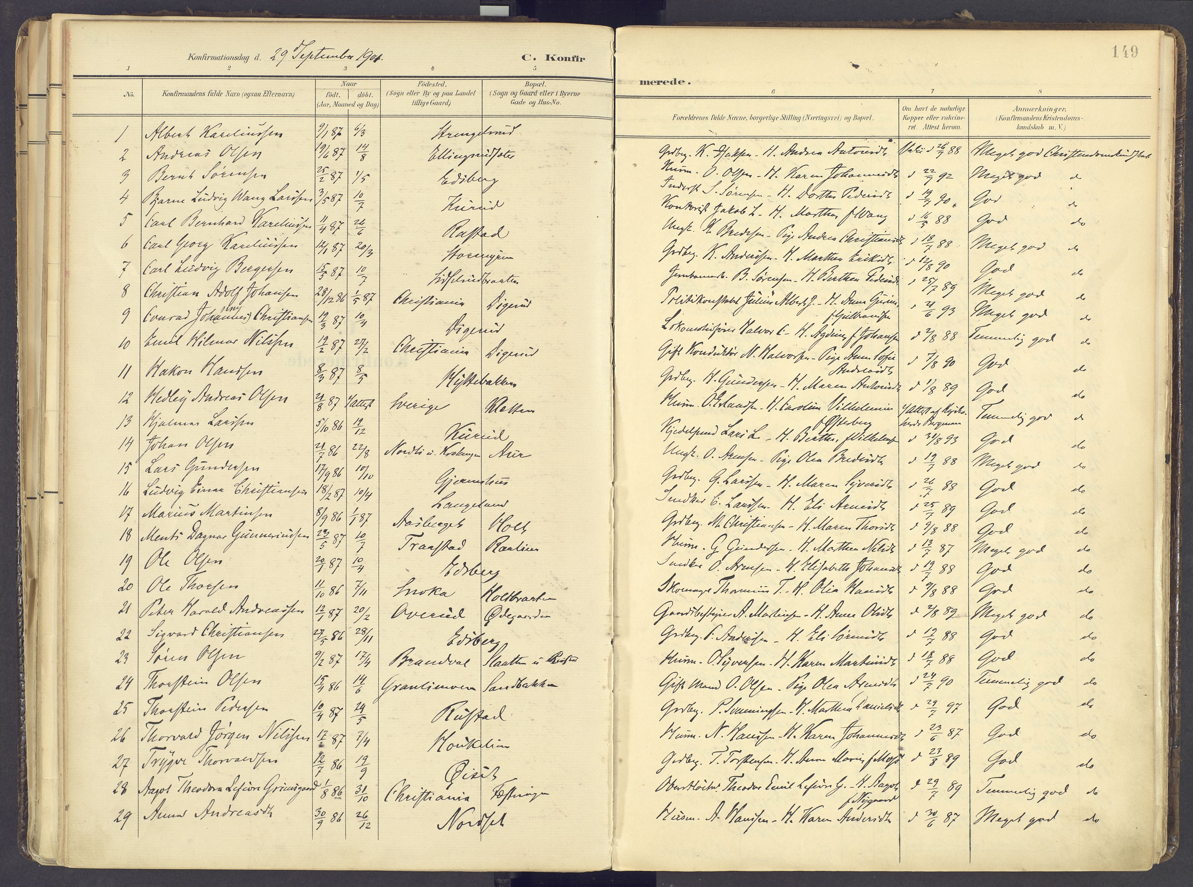 Vinger prestekontor, AV/SAH-PREST-024/H/Ha/Haa/L0017: Parish register (official) no. 17, 1901-1927, p. 149