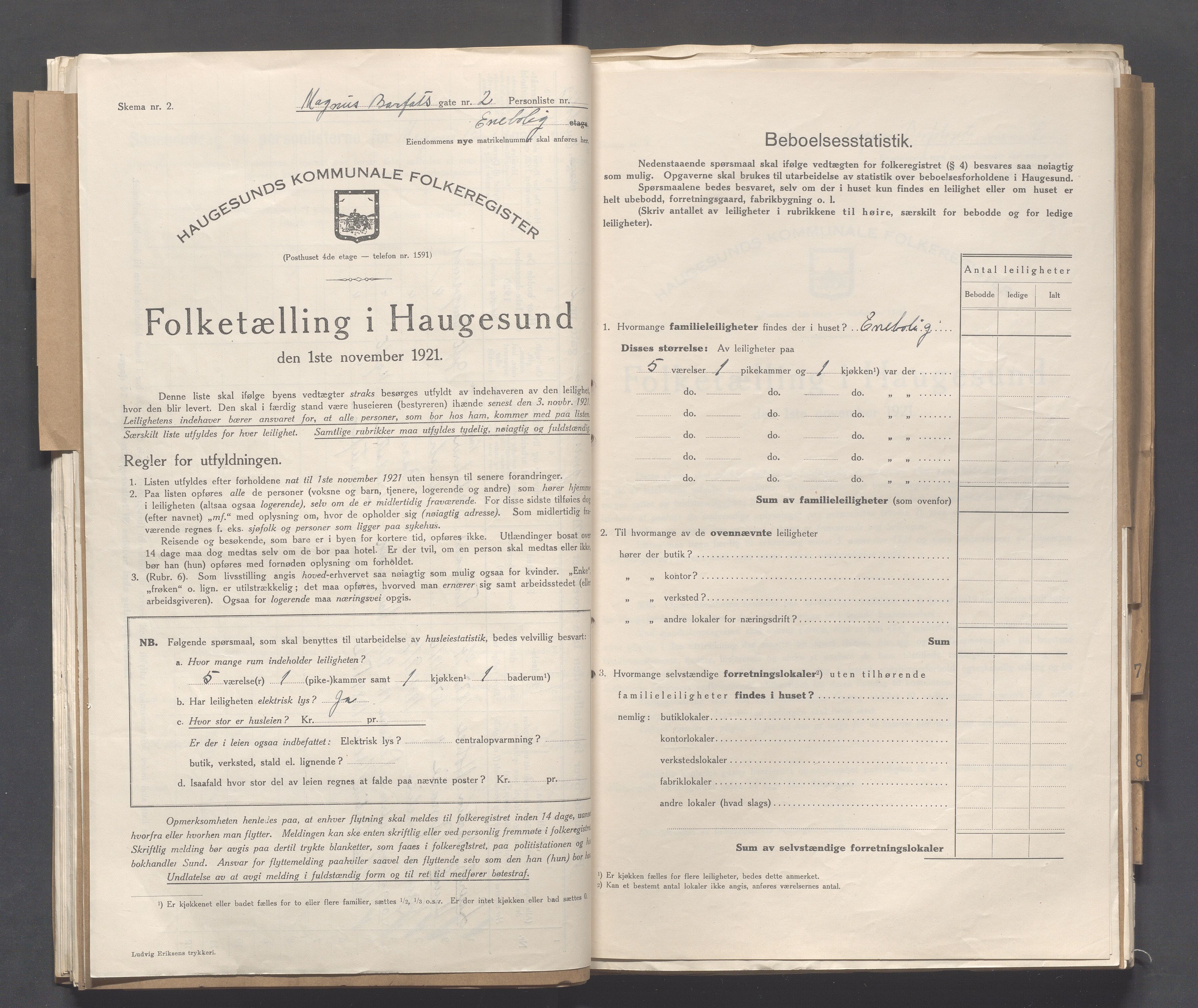 IKAR, Local census 1.11.1921 for Haugesund, 1921, p. 3051