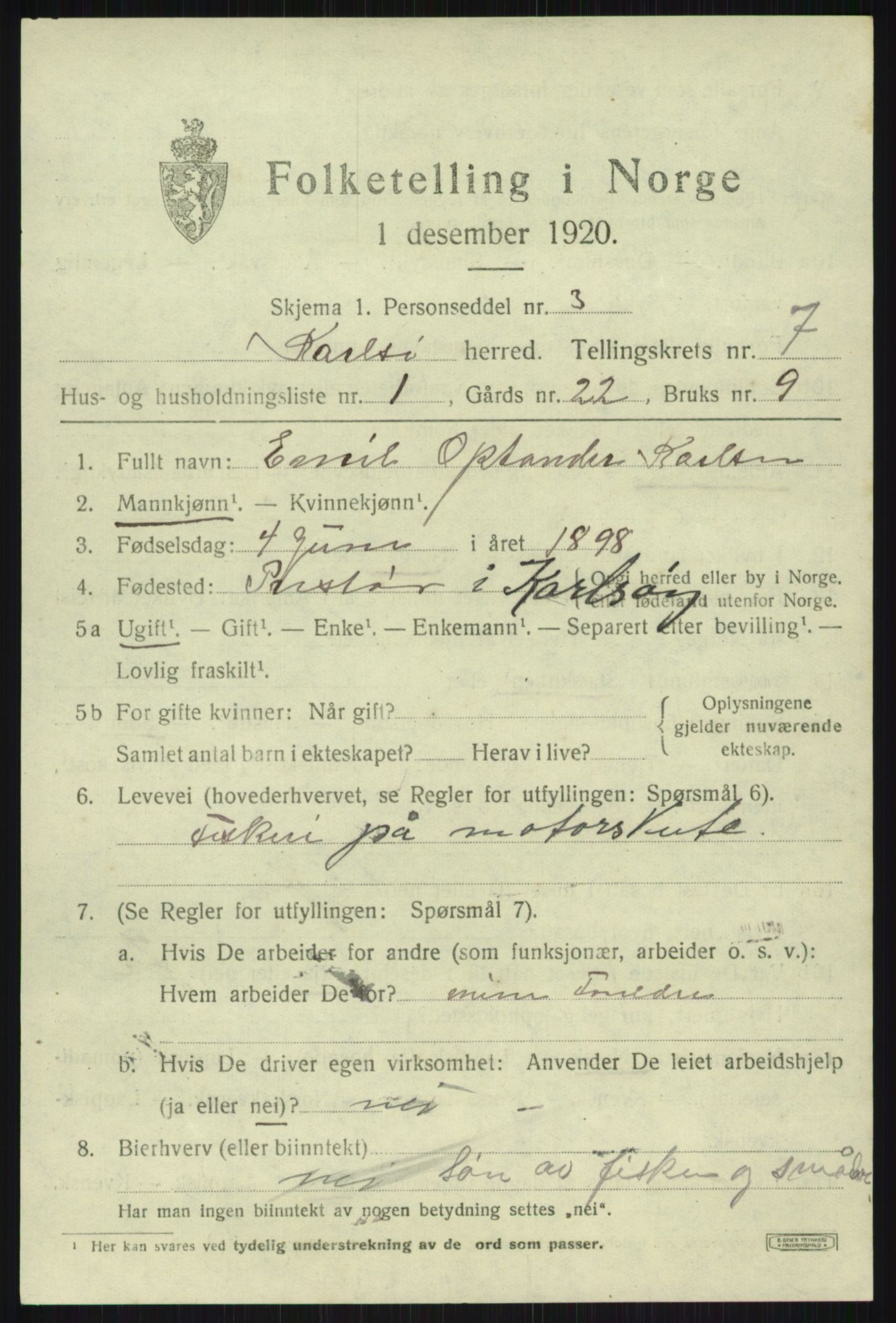 SATØ, 1920 census for Karlsøy, 1920, p. 2624