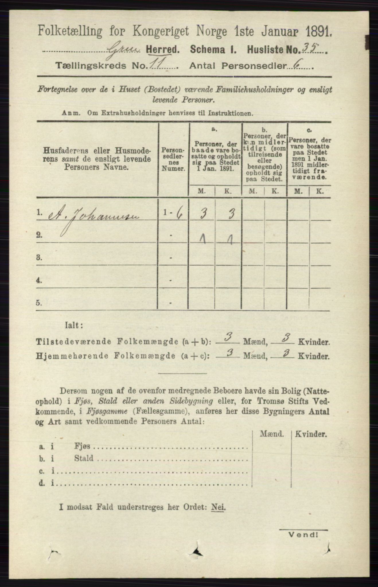 RA, 1891 census for 0423 Grue, 1891, p. 5850