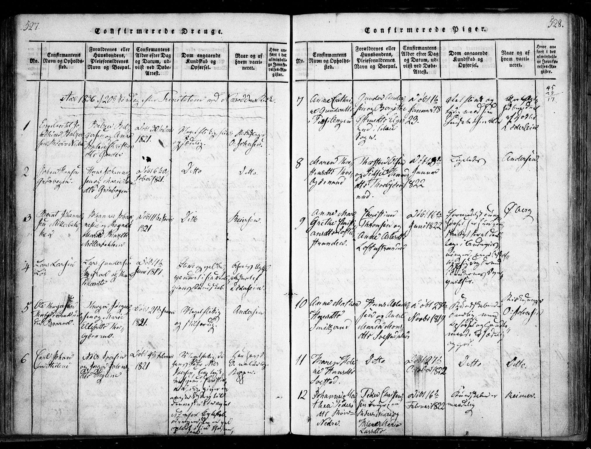 Nesodden prestekontor Kirkebøker, SAO/A-10013/F/Fa/L0006: Parish register (official) no. I 6, 1814-1847, p. 527-528