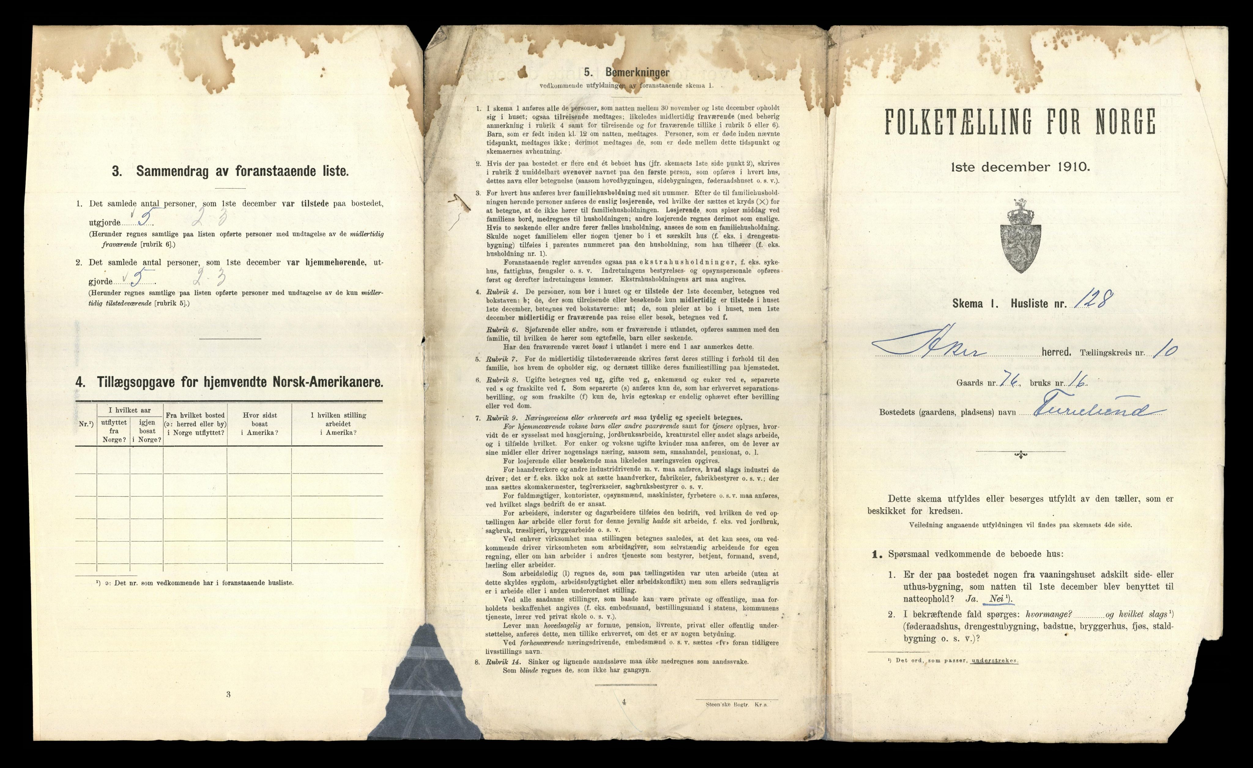 RA, 1910 census for Aker, 1910, p. 3343