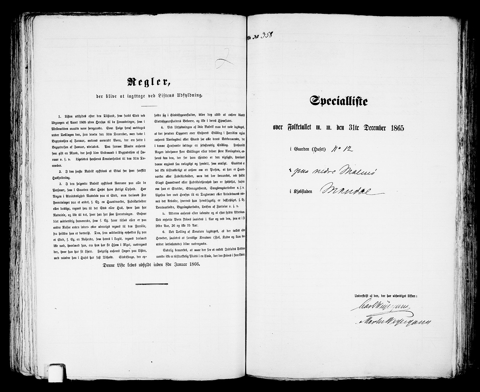 RA, 1865 census for Mandal/Mandal, 1865, p. 724