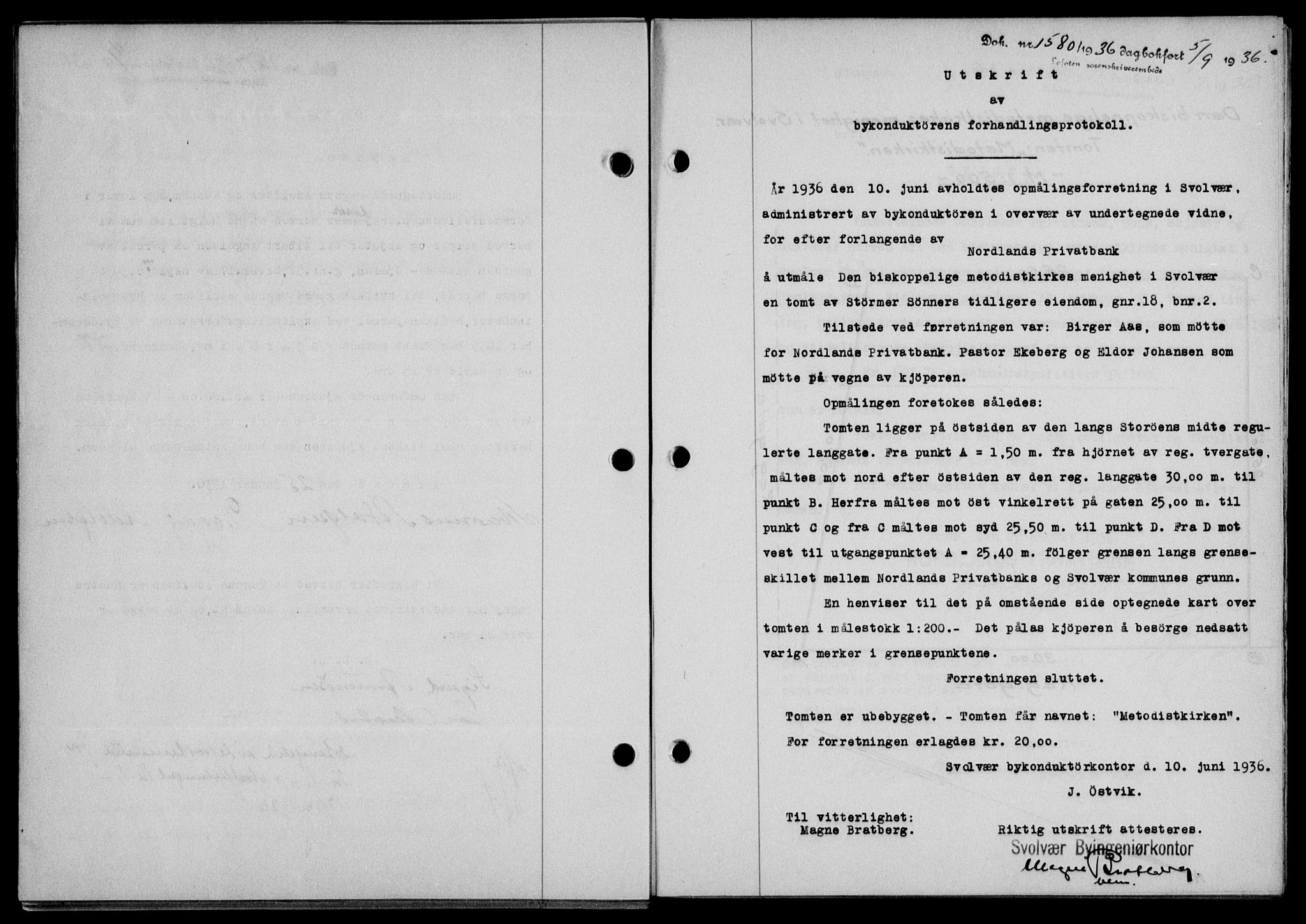 Lofoten sorenskriveri, SAT/A-0017/1/2/2C/L0001a: Mortgage book no. 1a, 1936-1937, Diary no: : 1580/1936