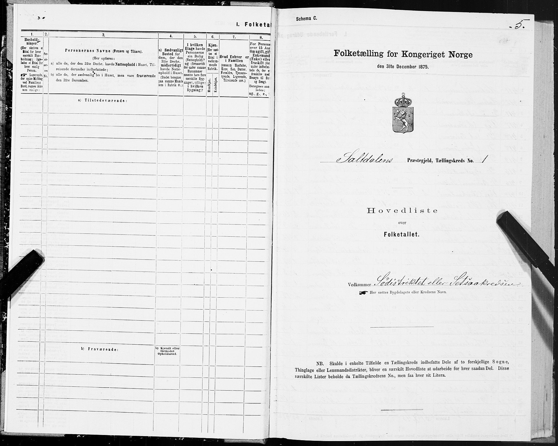 SAT, 1875 census for 1840P Saltdal, 1875, p. 1005