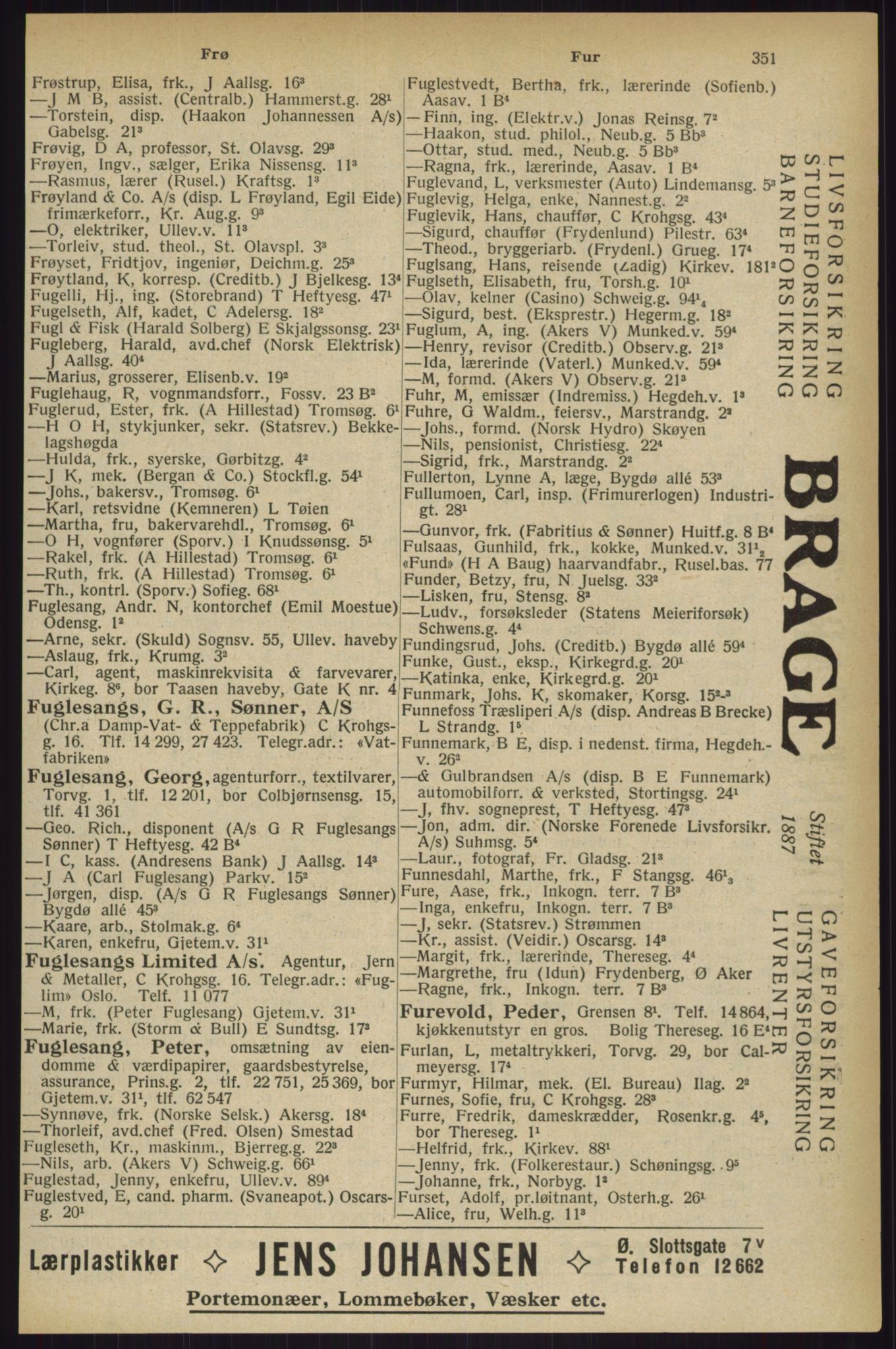 Kristiania/Oslo adressebok, PUBL/-, 1927, p. 351