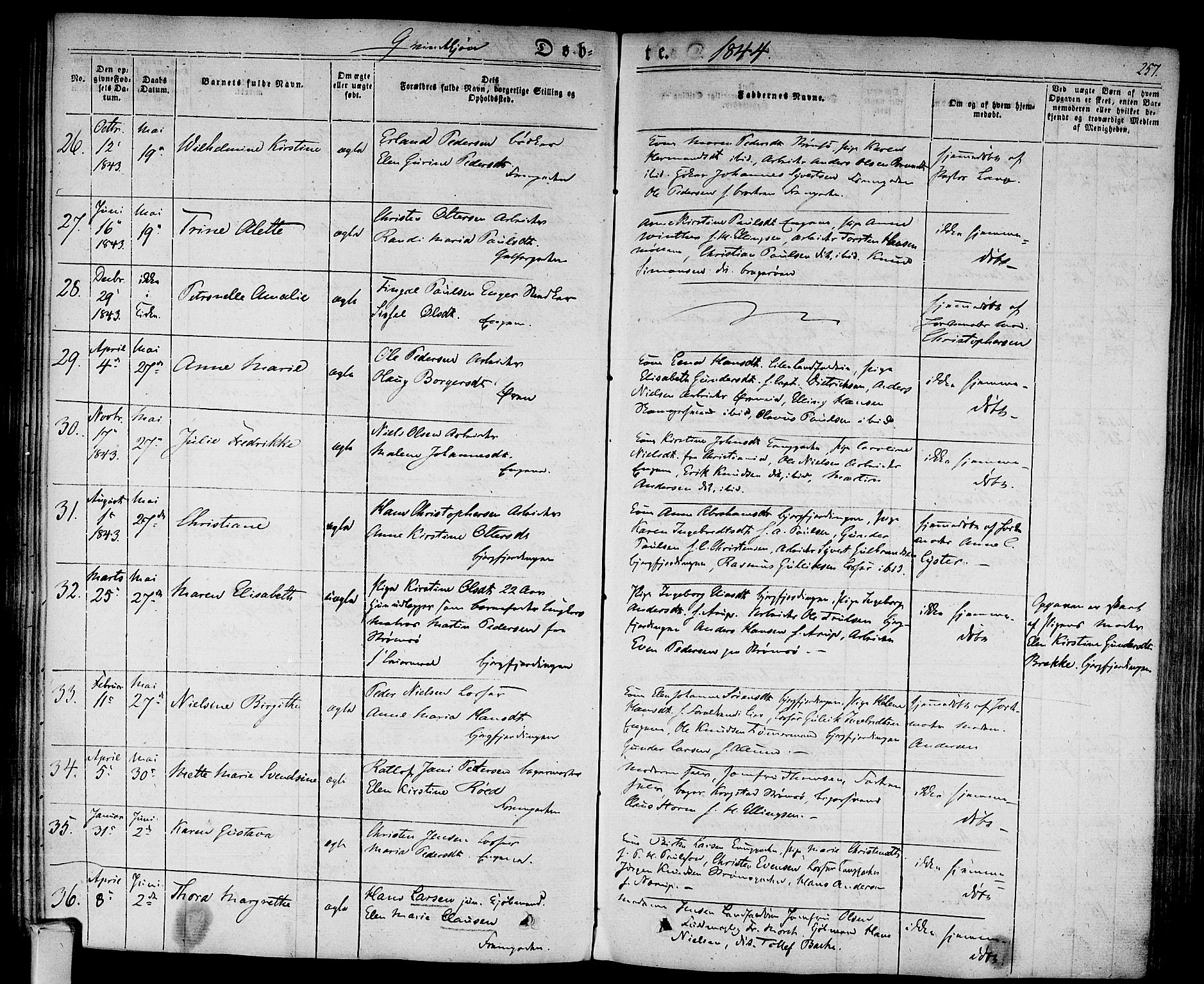 Bragernes kirkebøker, AV/SAKO-A-6/F/Fb/L0001: Parish register (official) no. II 1, 1830-1847, p. 257