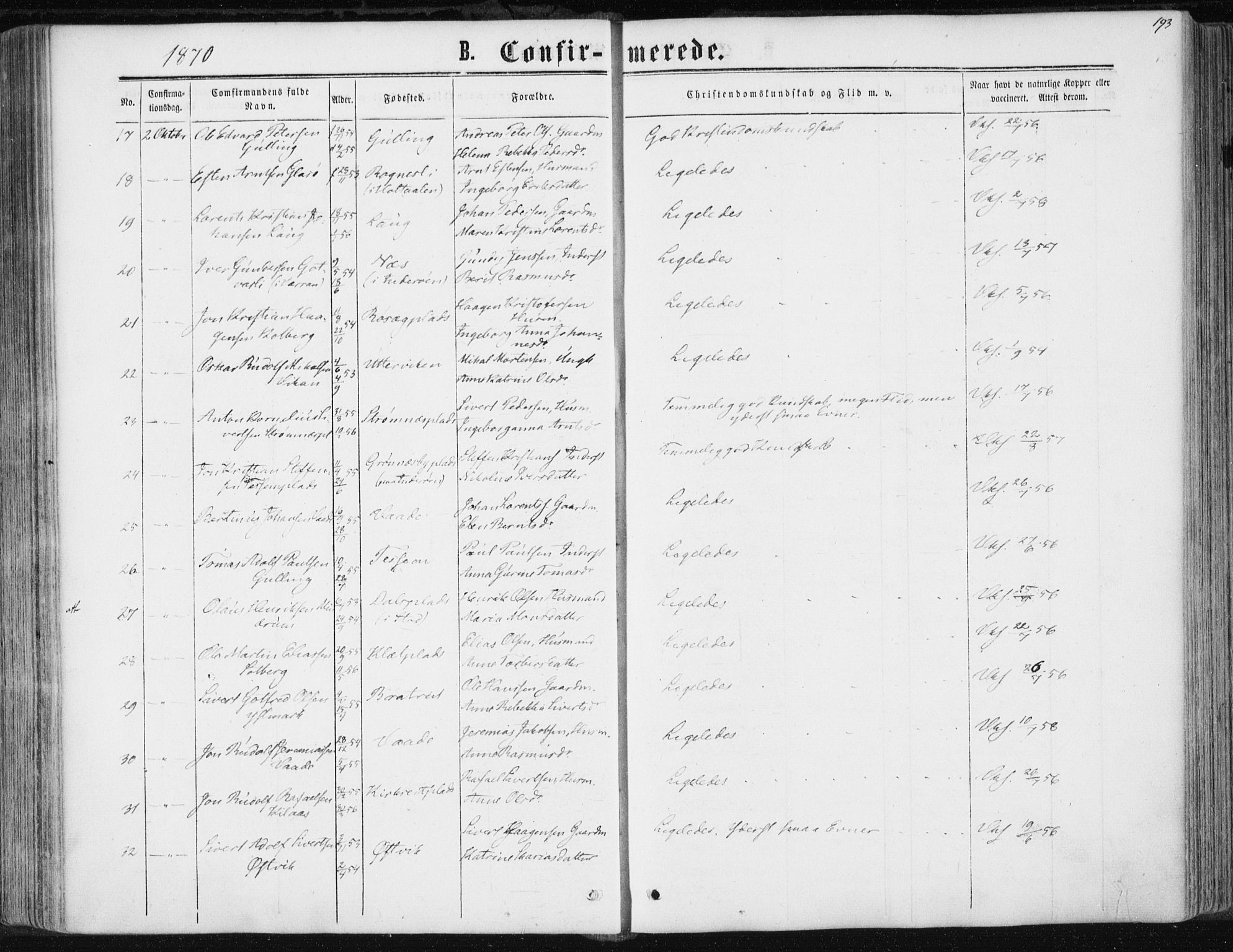 Ministerialprotokoller, klokkerbøker og fødselsregistre - Nord-Trøndelag, AV/SAT-A-1458/741/L0394: Parish register (official) no. 741A08, 1864-1877, p. 193