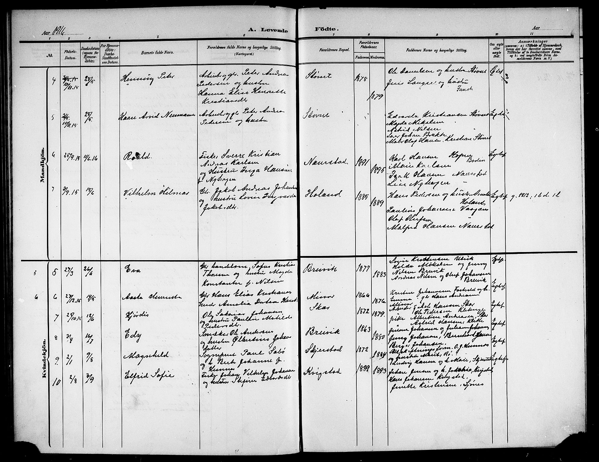 Ministerialprotokoller, klokkerbøker og fødselsregistre - Nordland, AV/SAT-A-1459/852/L0756: Parish register (copy) no. 852C07, 1902-1916