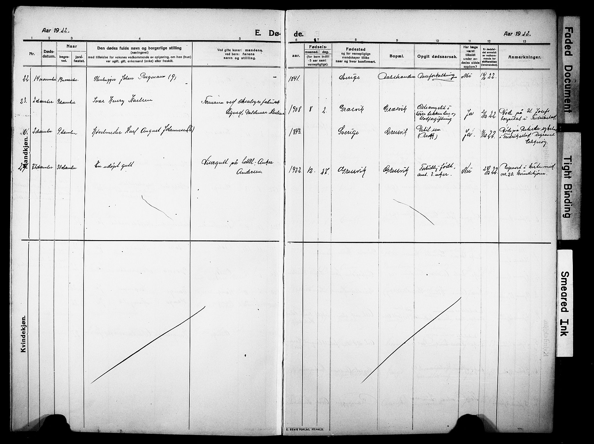 Onsøy prestekontor Kirkebøker, AV/SAO-A-10914/G/Gb/L0002: Parish register (copy) no. II 2, 1911-1933