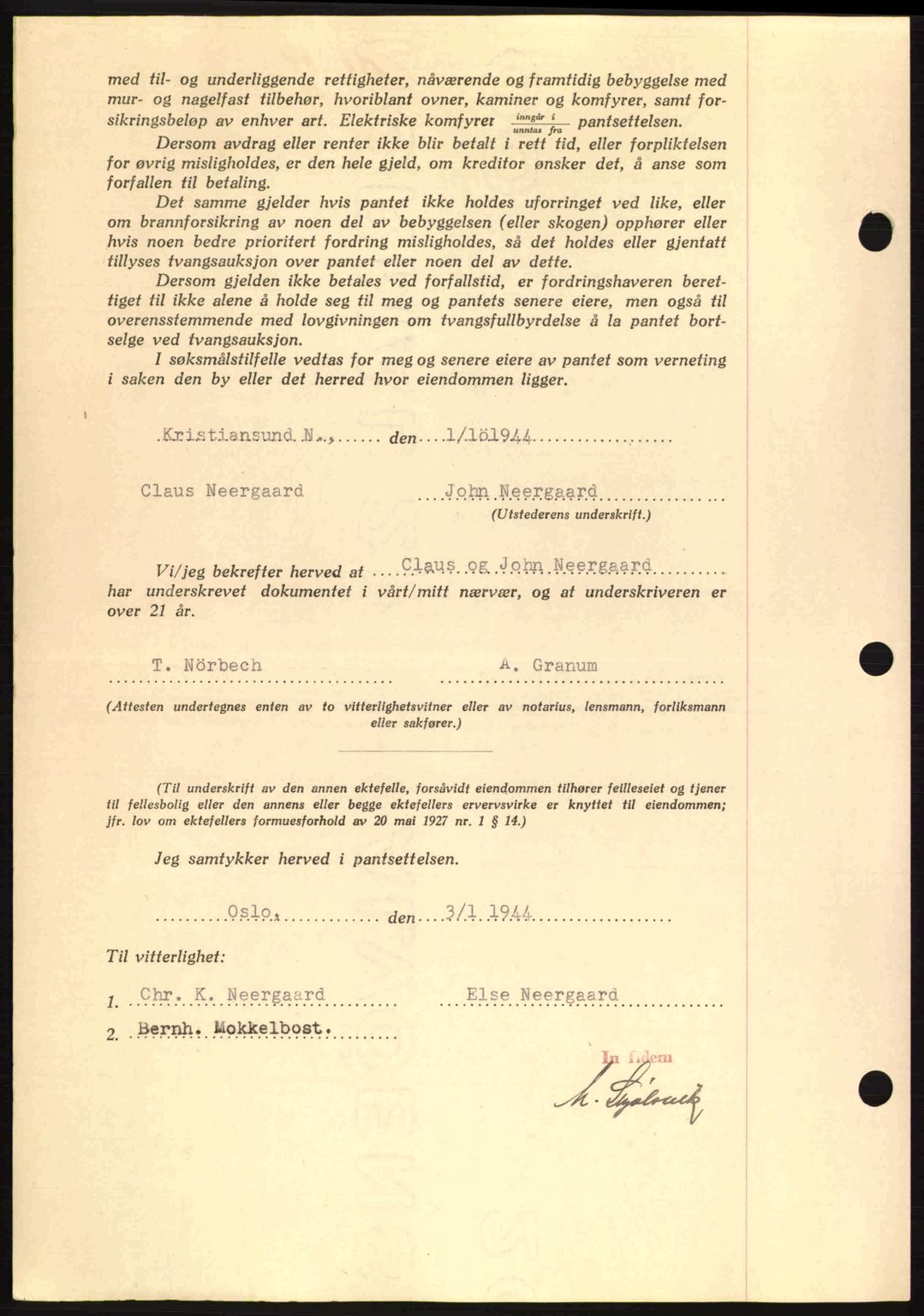 Kristiansund byfogd, SAT/A-4587/A/27: Mortgage book no. 37-38, 1943-1945, Diary no: : 188/1944