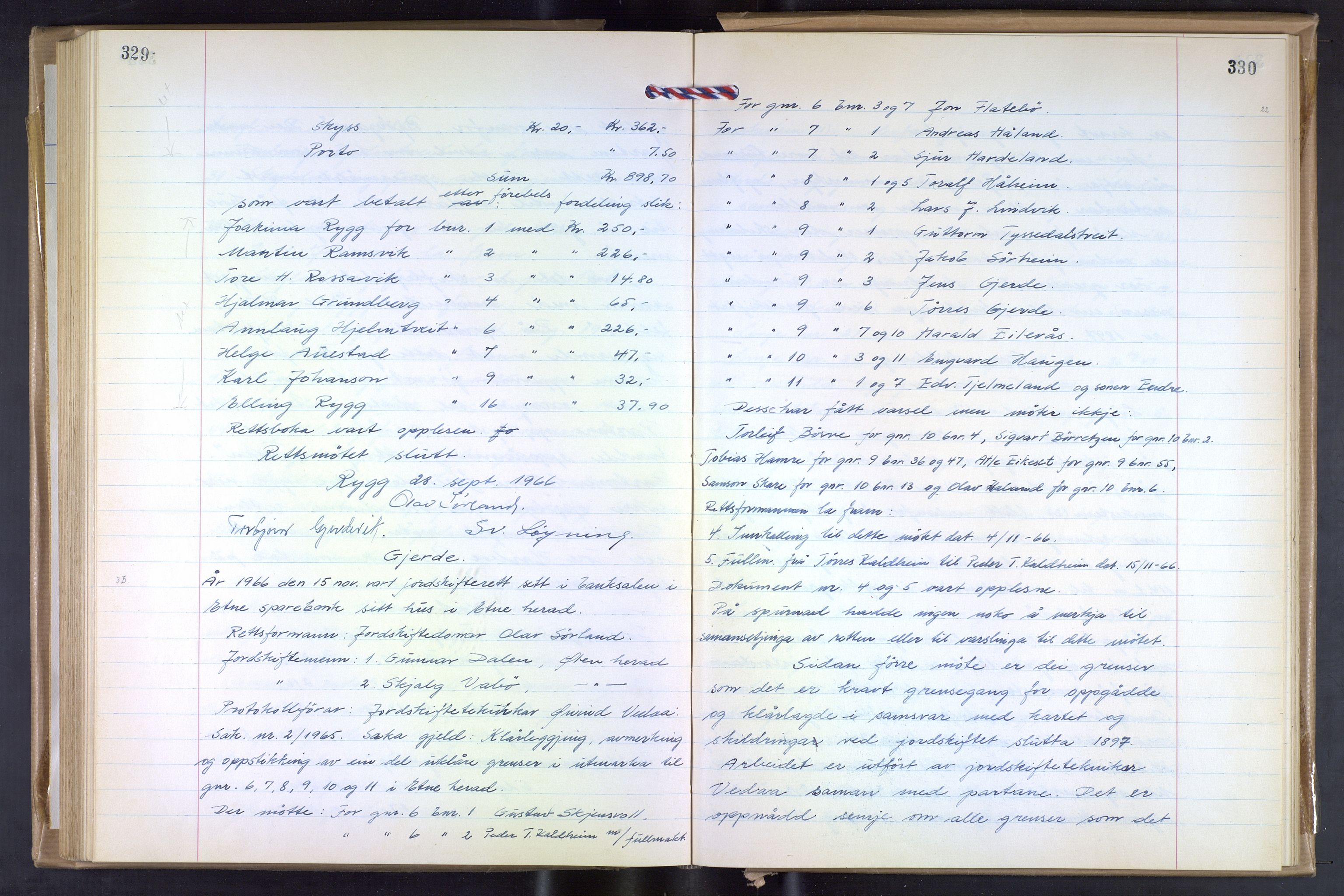 Hordaland jordskiftedøme - VII Indre Sunnhordland jordskiftedistrikt, AV/SAB-A-7401/A/Aa/L0031: Forhandlingsprotokoll, 1960-1967, p. 329-330