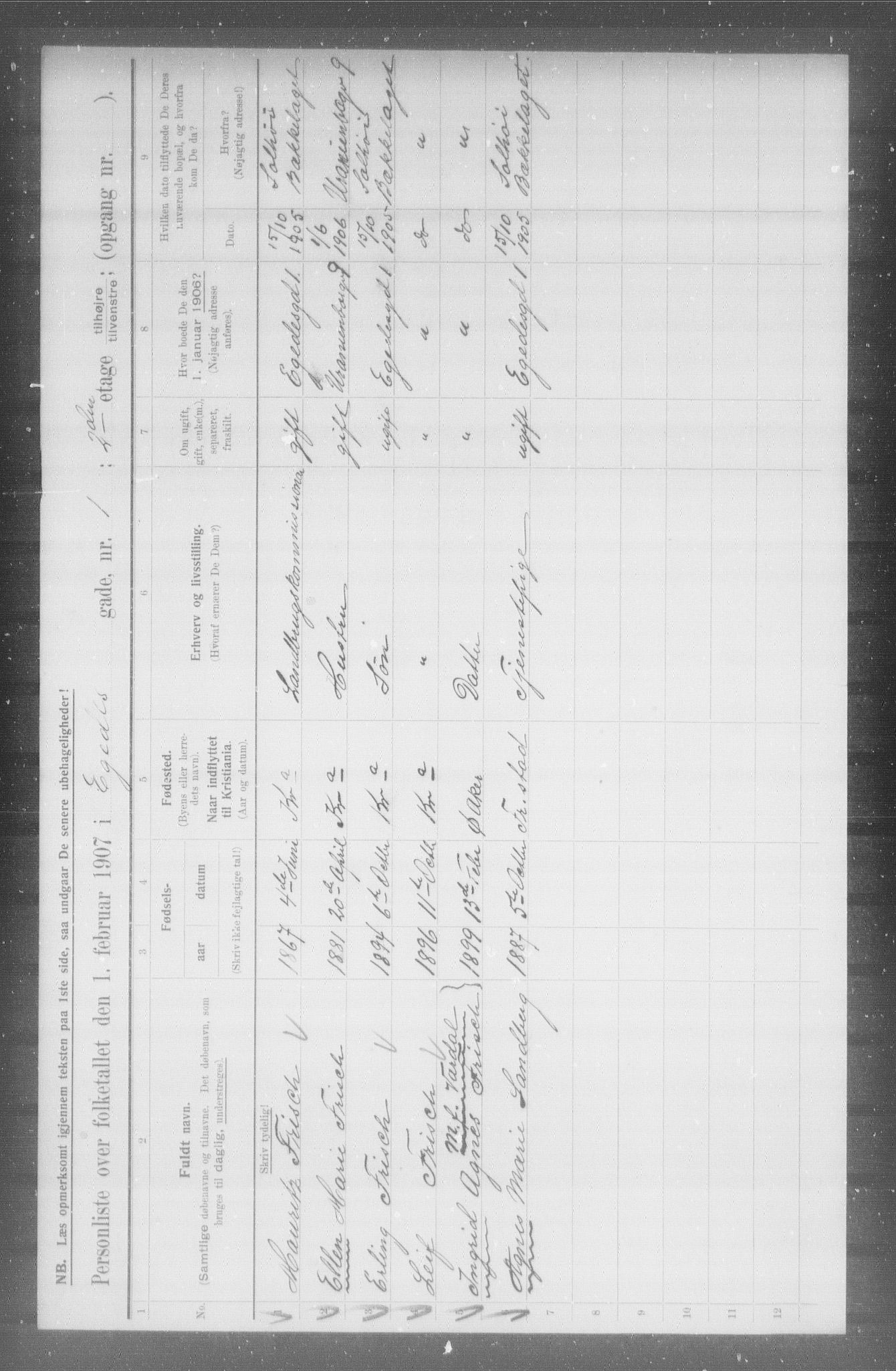 OBA, Municipal Census 1907 for Kristiania, 1907, p. 9546